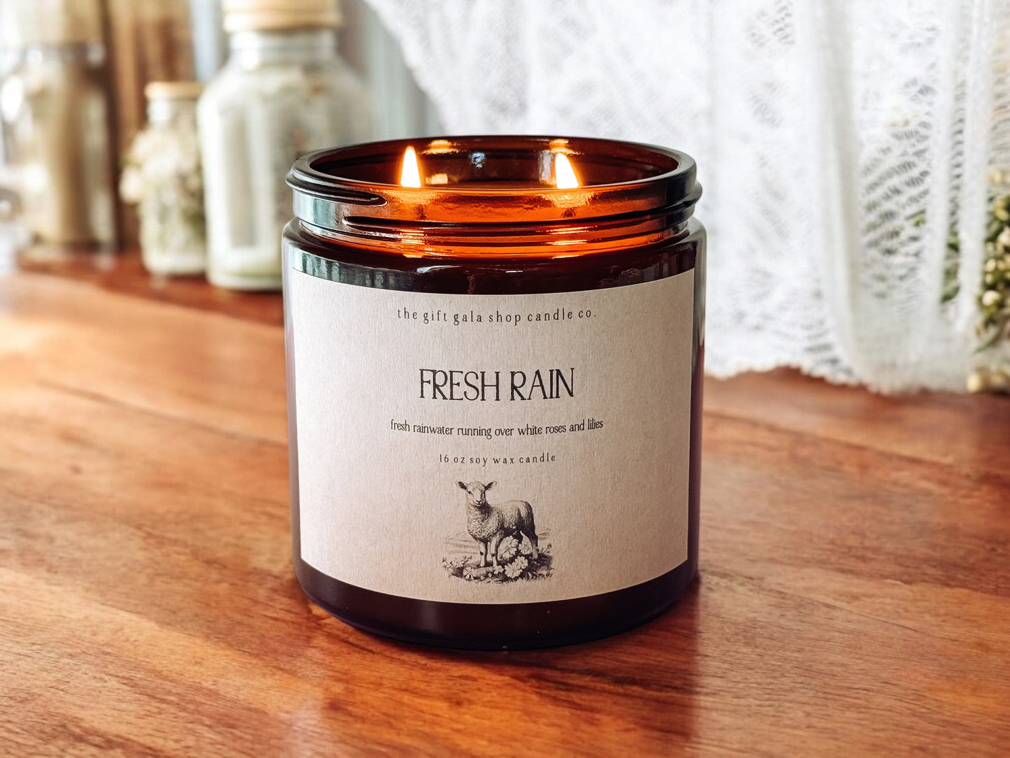 16 oz Fresh Rain Scented Soy Candle | Best Flower Scent for Spring Home The Gift Gala Shop Candle Co.