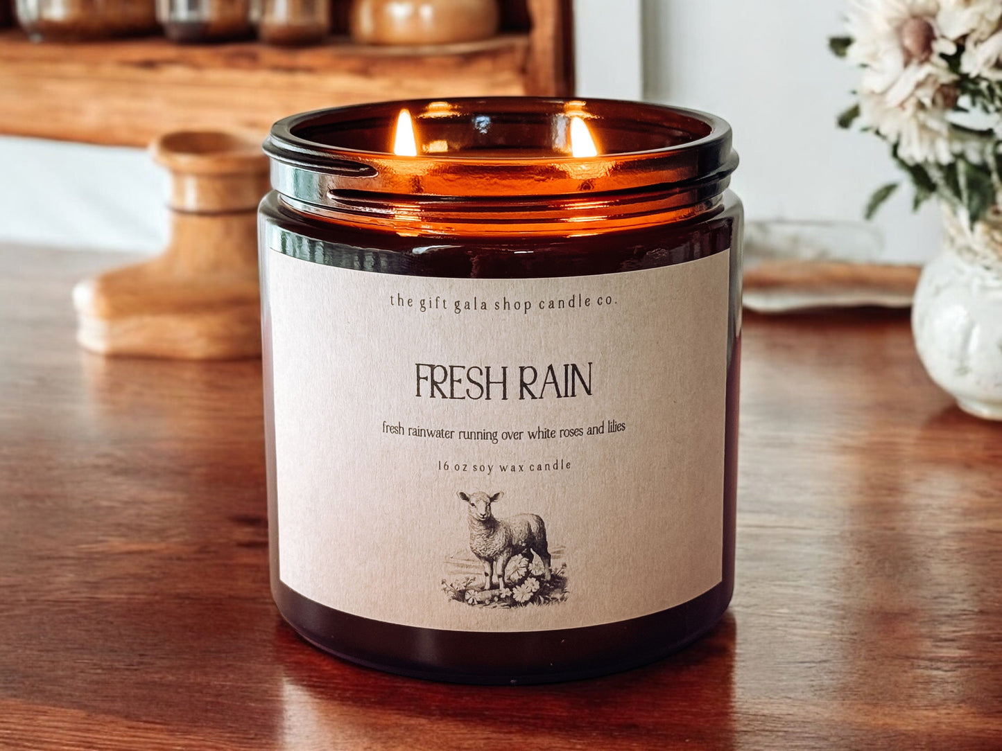 16 oz Fresh Rain Scented Soy Candle | Best Flower Scent for Spring Home The Gift Gala Shop Candle Co.