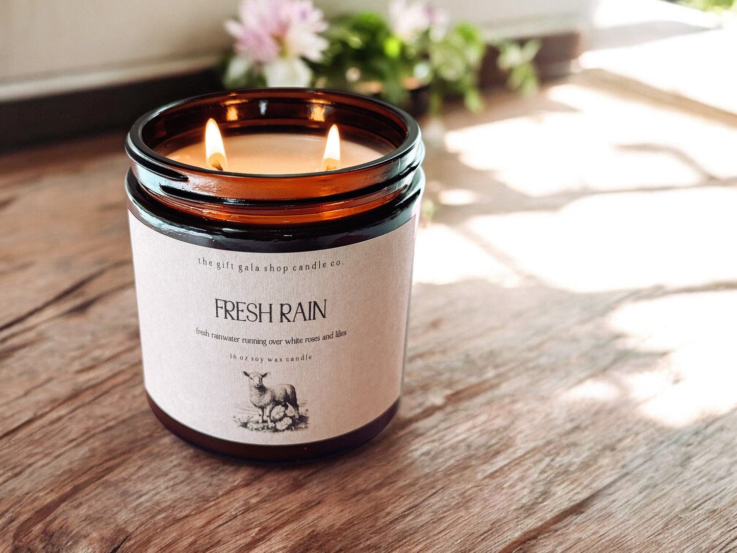 16 oz Fresh Rain Scented Soy Candle | Best Flower Scent for Spring Home The Gift Gala Shop Candle Co.