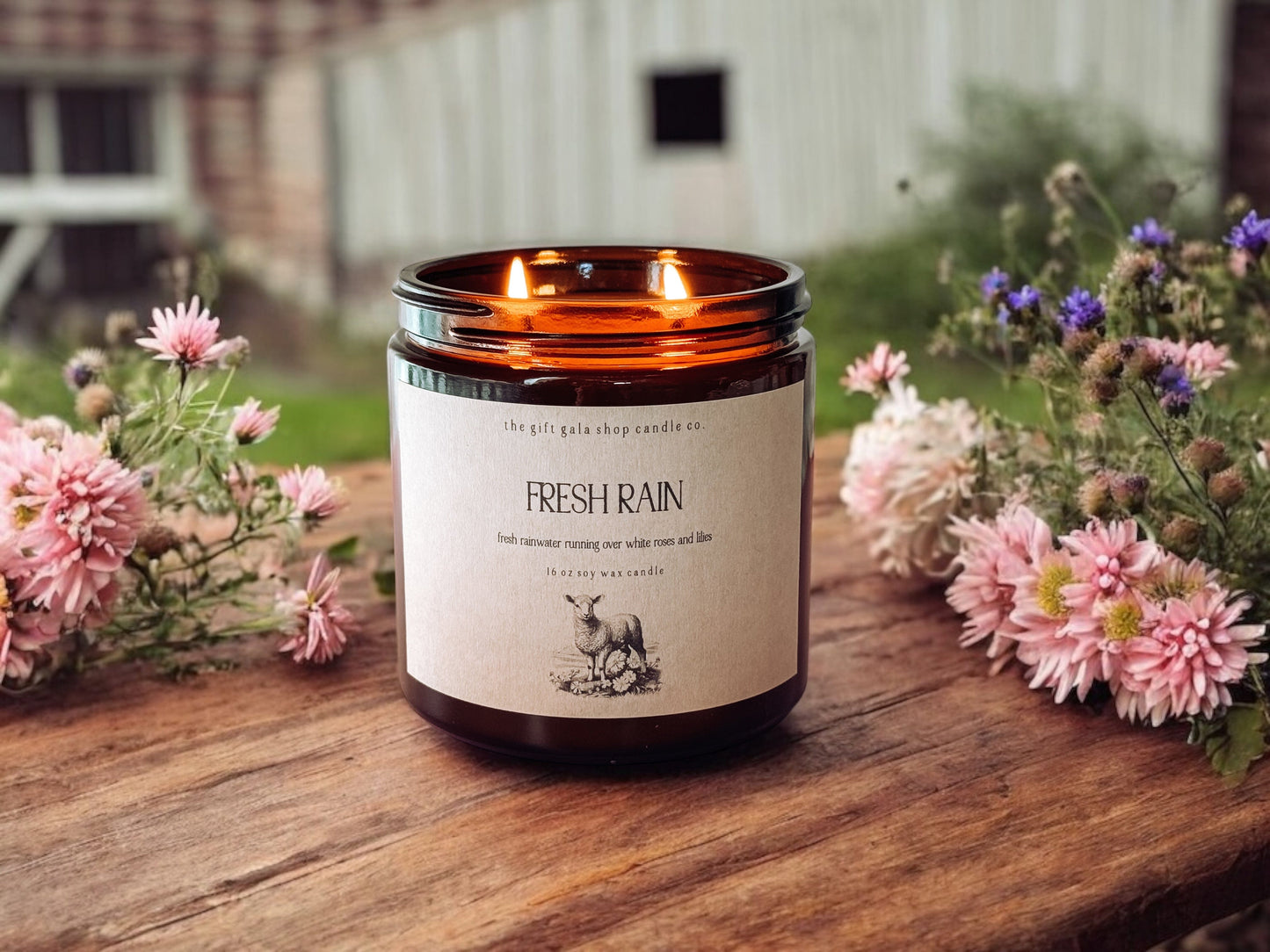 16 oz Fresh Rain Scented Soy Candle | Best Flower Scent for Spring Home The Gift Gala Shop Candle Co.