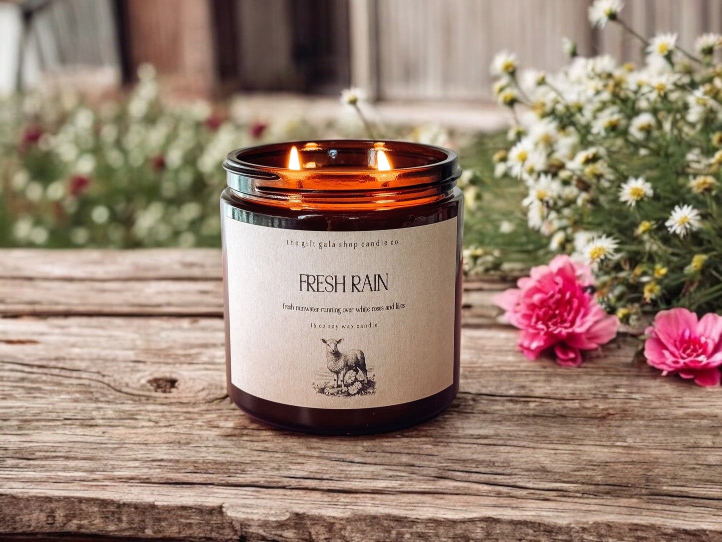 16 oz Fresh Rain Scented Soy Candle | Best Flower Scent for Spring Home The Gift Gala Shop Candle Co.