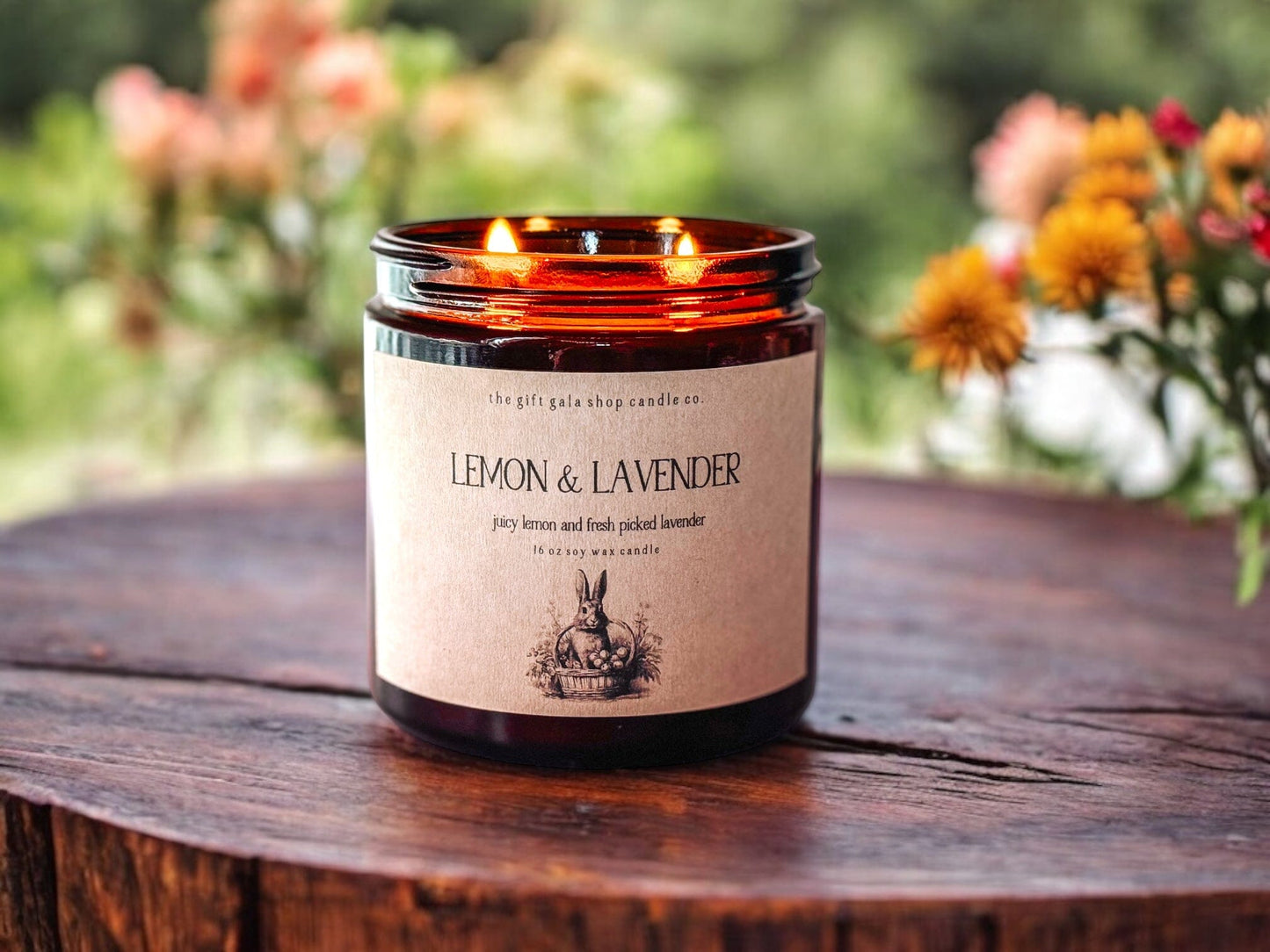 16 oz Lemon Lavender Scented Soy Candle for Easter | Best Candles for Primitive Spring Decor The Gift Gala Shop Candle Co.