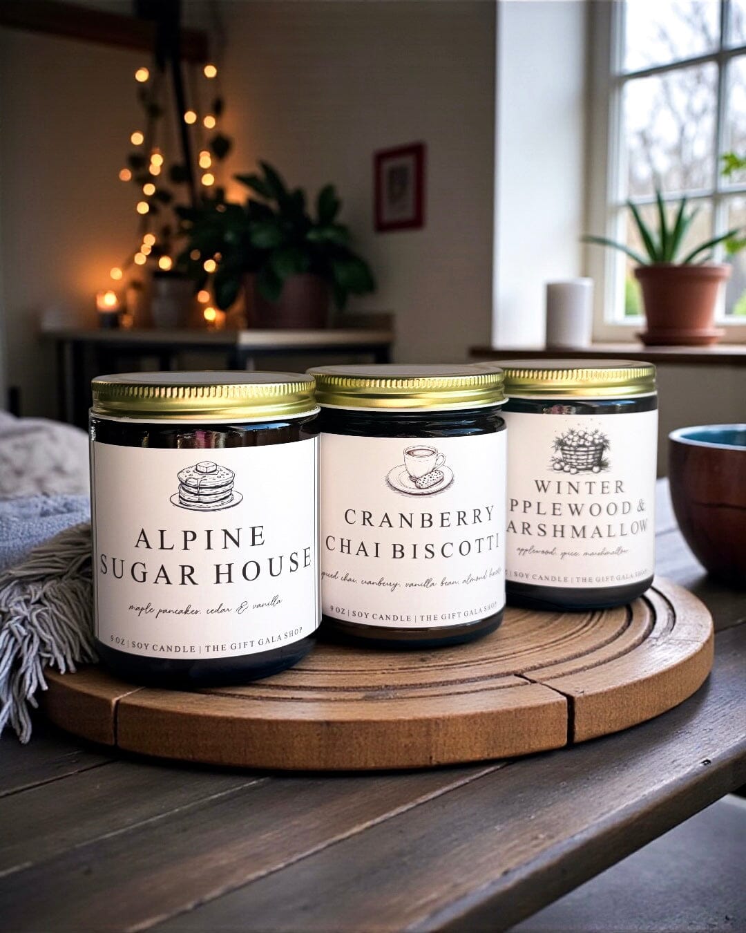 9 oz Winter Soy Candles | Vintage Amber Jar Candles | Cozy Winter Scents | Hand Poured Nontoxic Candle The Gift Gala Shop Candle Co.