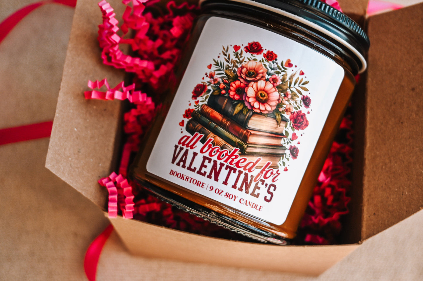 All Booked for Valentines Candle | 8 oz Bookstore Soy Candle | Bookish Valentines Scented Candle for Her The Gift Gala Shop Candle Co.
