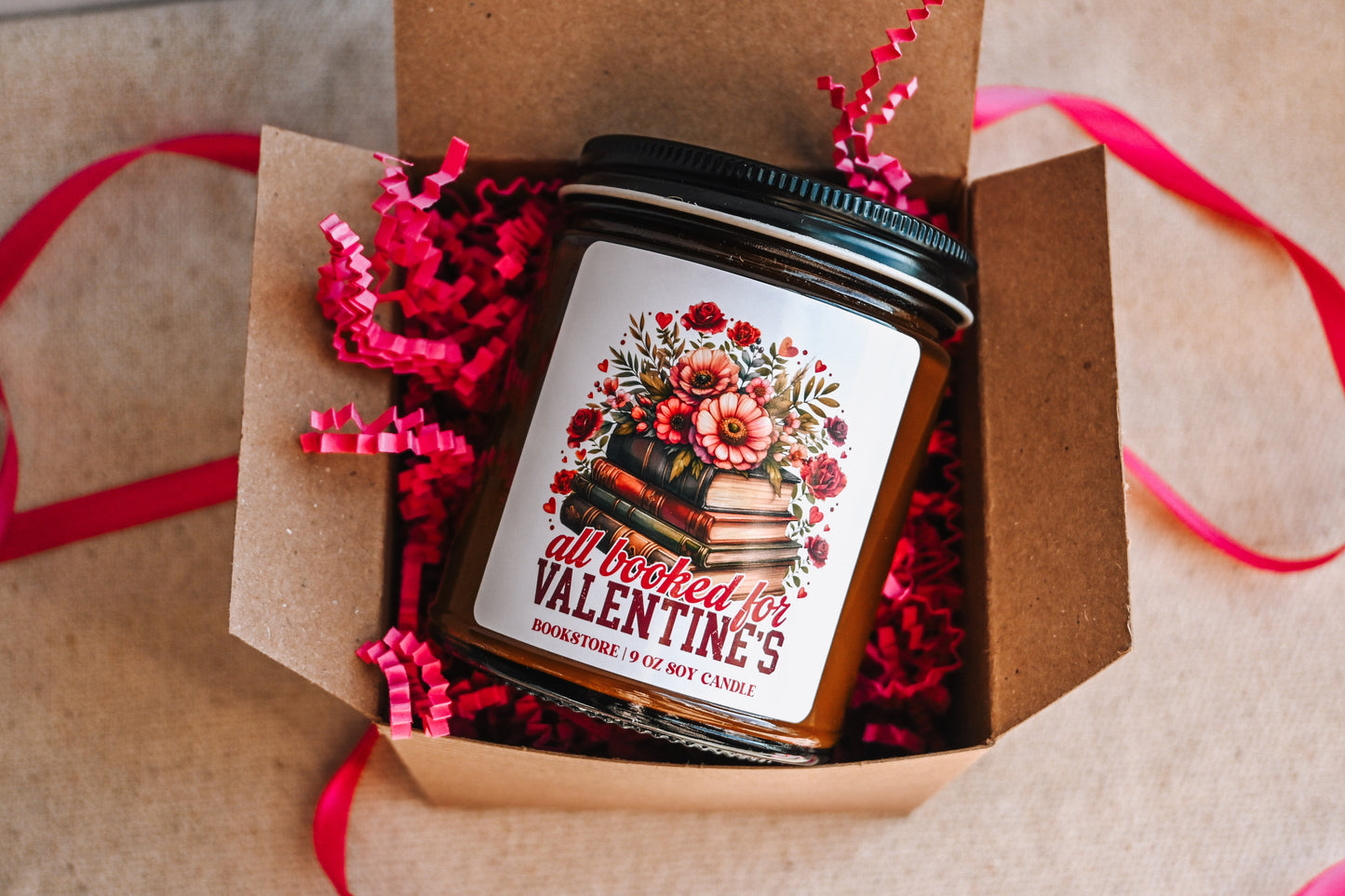 All Booked for Valentines Candle | 8 oz Bookstore Soy Candle | Bookish Valentines Scented Candle for Her The Gift Gala Shop Candle Co.