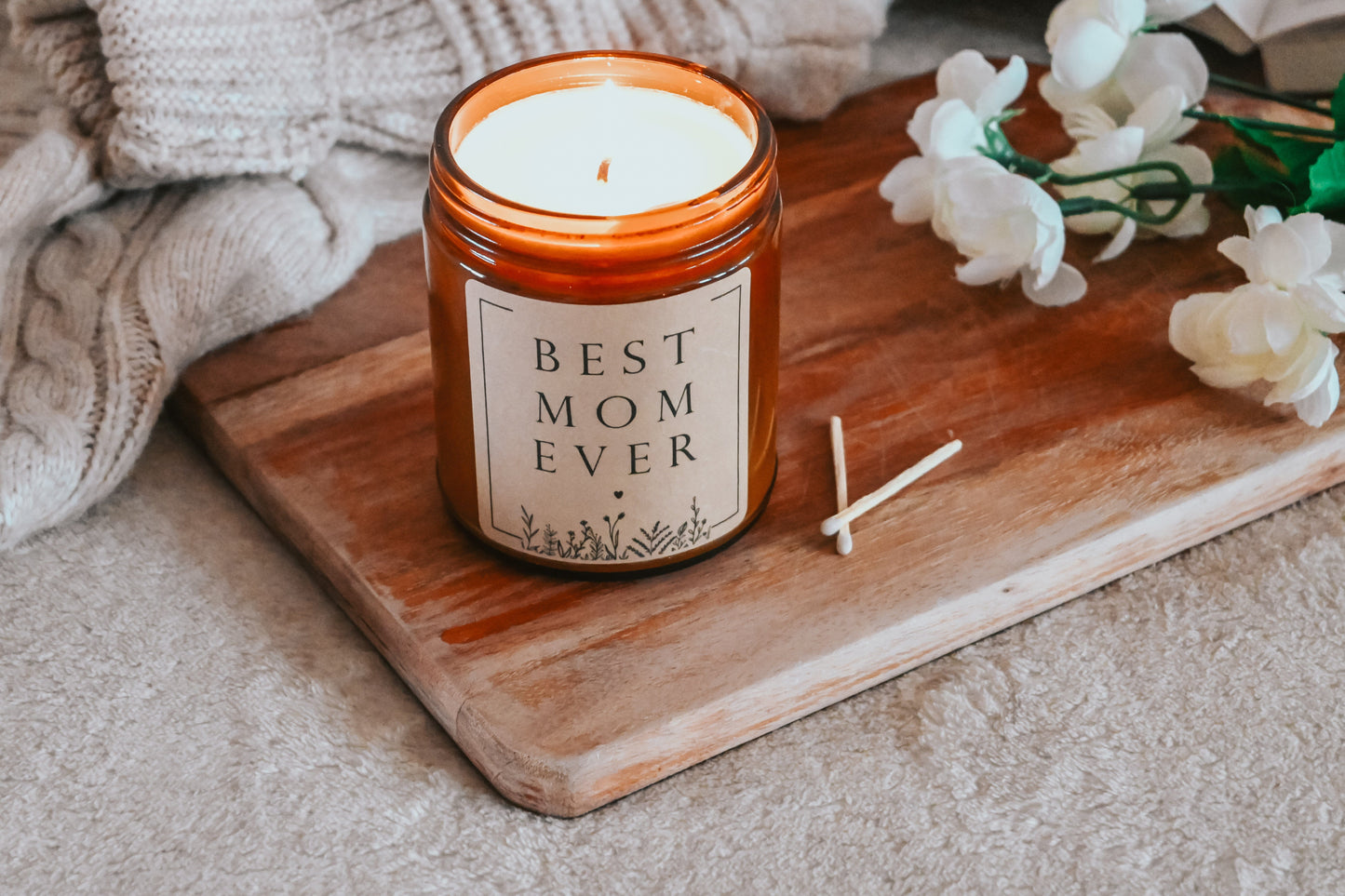 Amber Jar Best Mom Ever Scented Soy Candle, Non-Toxic, Handmade Candle, Unique Gift for New Moms, Mothers Day, & Mama's Birthday, Mood Enhancing Candle The Gift Gala Shop Candle Co.