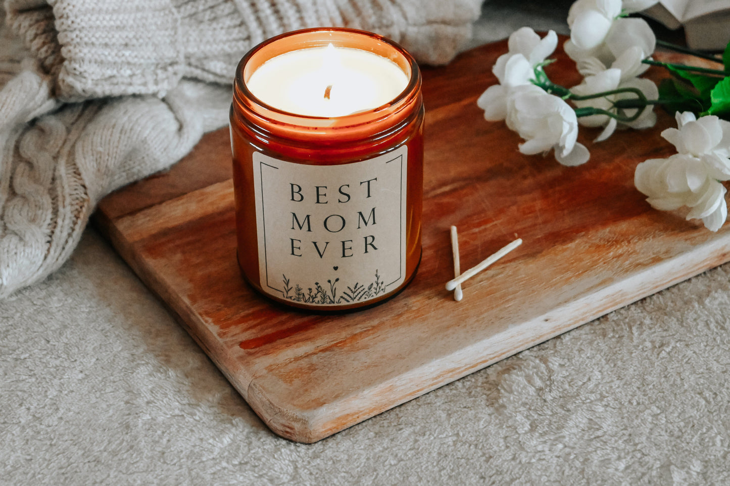 Amber Jar Best Mom Ever Scented Soy Candle, Non-Toxic, Handmade Candle, Unique Gift for New Moms, Mothers Day, & Mama's Birthday, Mood Enhancing Candle The Gift Gala Shop Candle Co.