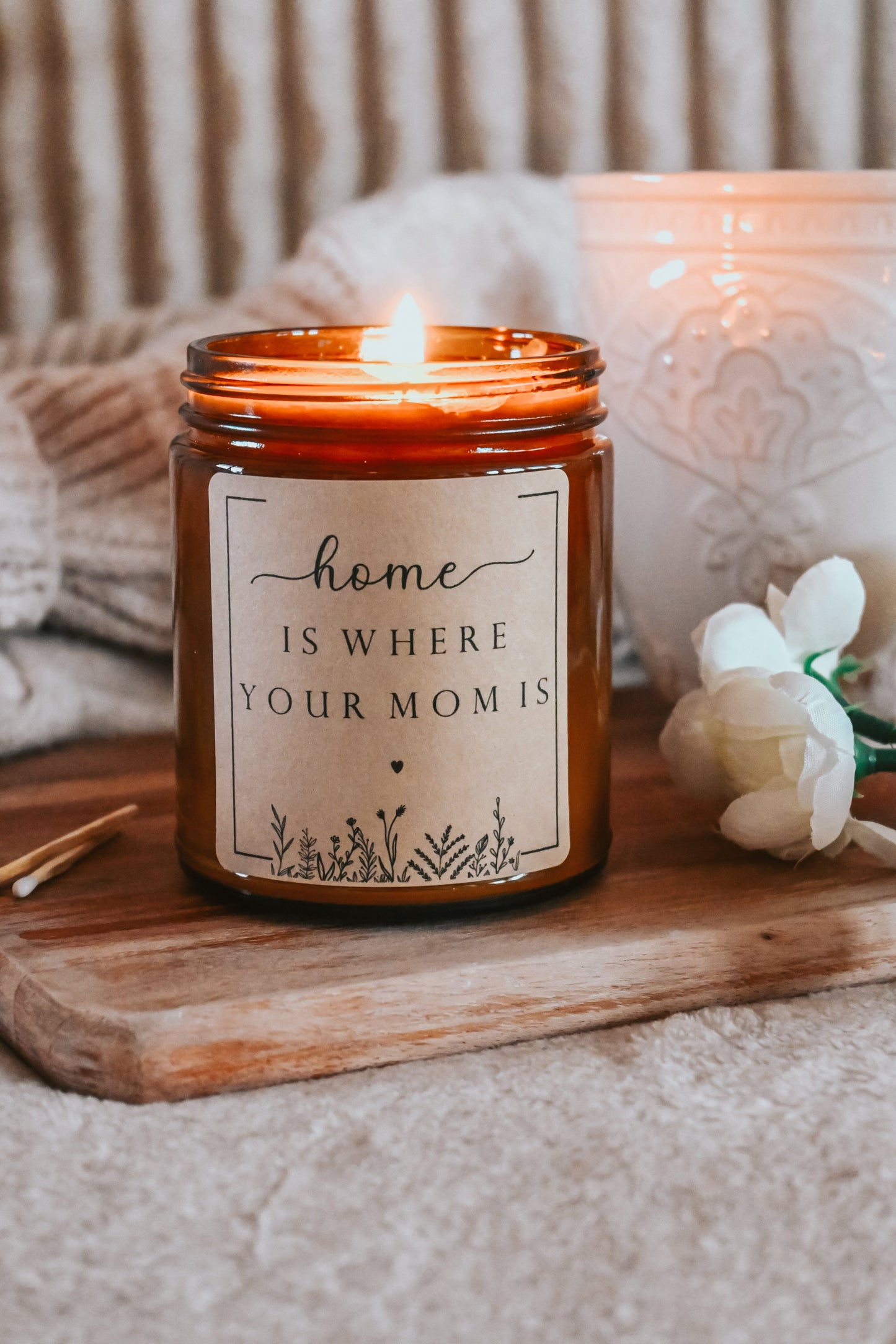 Amber Jar Home is Where Your Mom Is Scented Soy Candle | Non-Toxic, Handmade Candle | Useful Gift for New Moms, Mothers Day, & Birthday | Mood Enhancing Candle The Gift Gala Shop Candle Co.