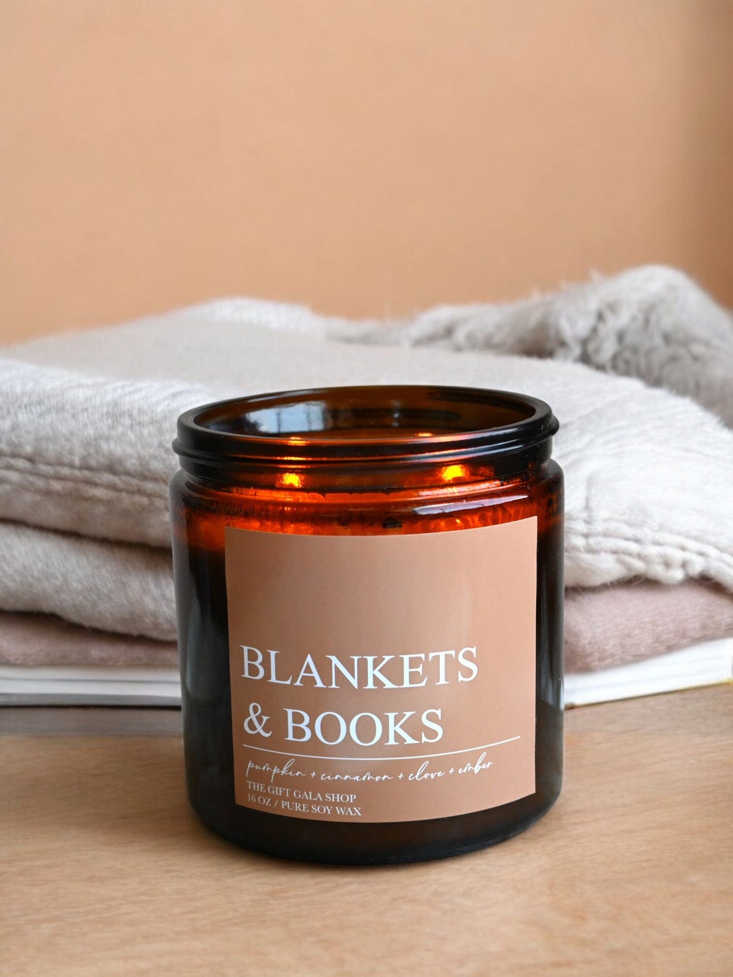 Blankets and Books Fall Candle – Pumpkin, Cinnamon & Embers | Woven Autumn Collection | 16 oz Soy Candle Soy candle The Gift Gala Shop Candle Co.