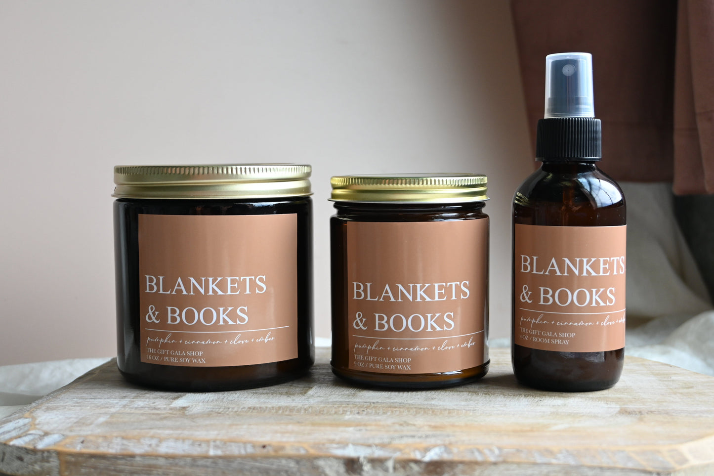 Blankets and Books Fall Candle – Pumpkin, Cinnamon & Embers | Woven Autumn Collection | 9 oz Soy Candle Soy candle The Gift Gala Shop Candle Co.