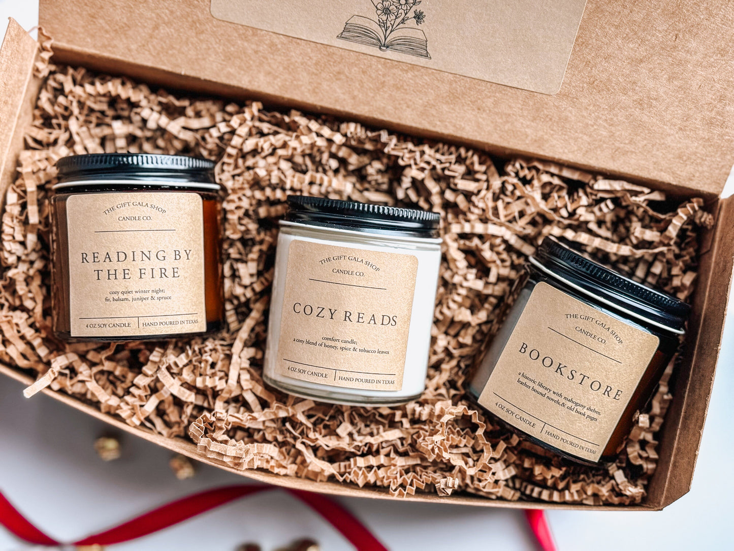 Book Lover Gift Box | Candle Set of 3 | Bookish Gift for Christmas| Handmade Scented Candle The Gift Gala Shop Candle Co.