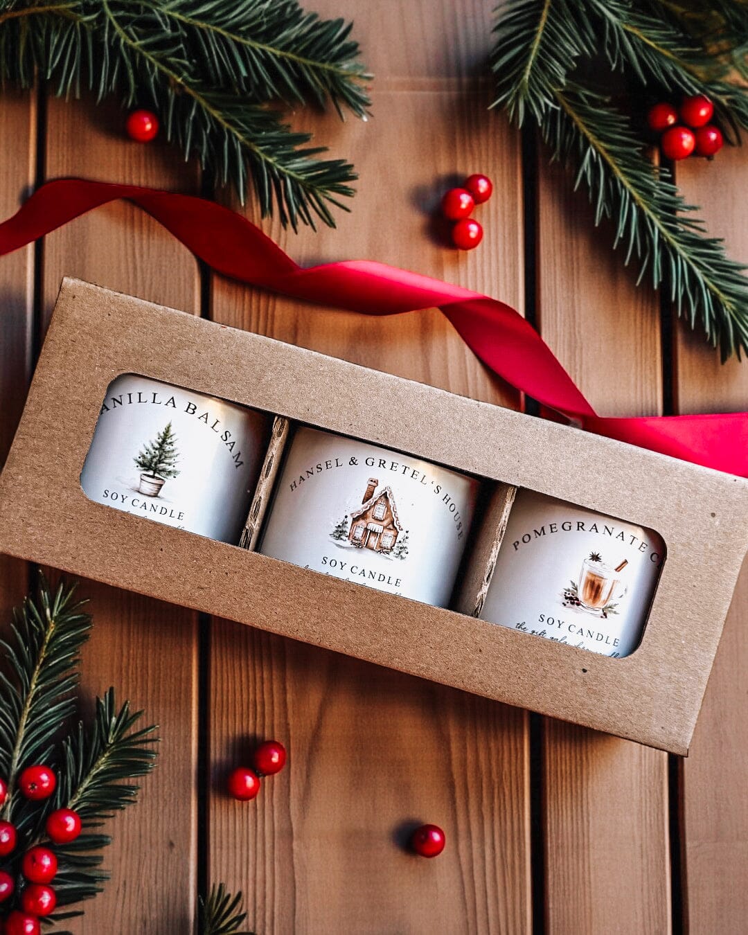 Christmas Candle Trio | Holiday Soy Candle Gift Box | Rustic Winter Candles | Nontoxic Hand Poured Candle Set The Gift Gala Shop Candle Co.