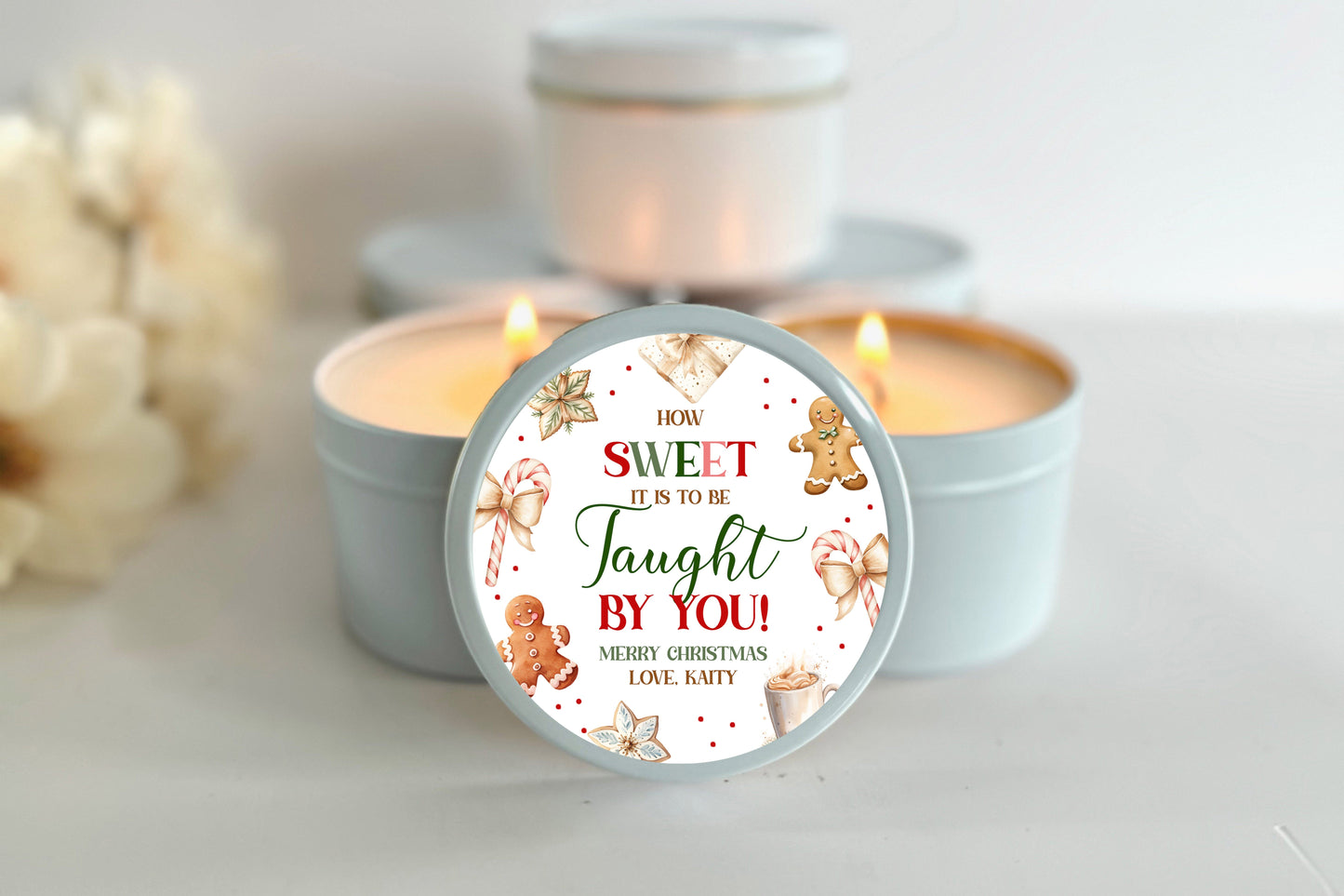 Christmas Teacher Gift | Set of 10 Candles | How Sweet It Is To Be Taught By You | Custom Teacher Thank You Gift Candle Favors The Gift Gala Shop Candle Co.