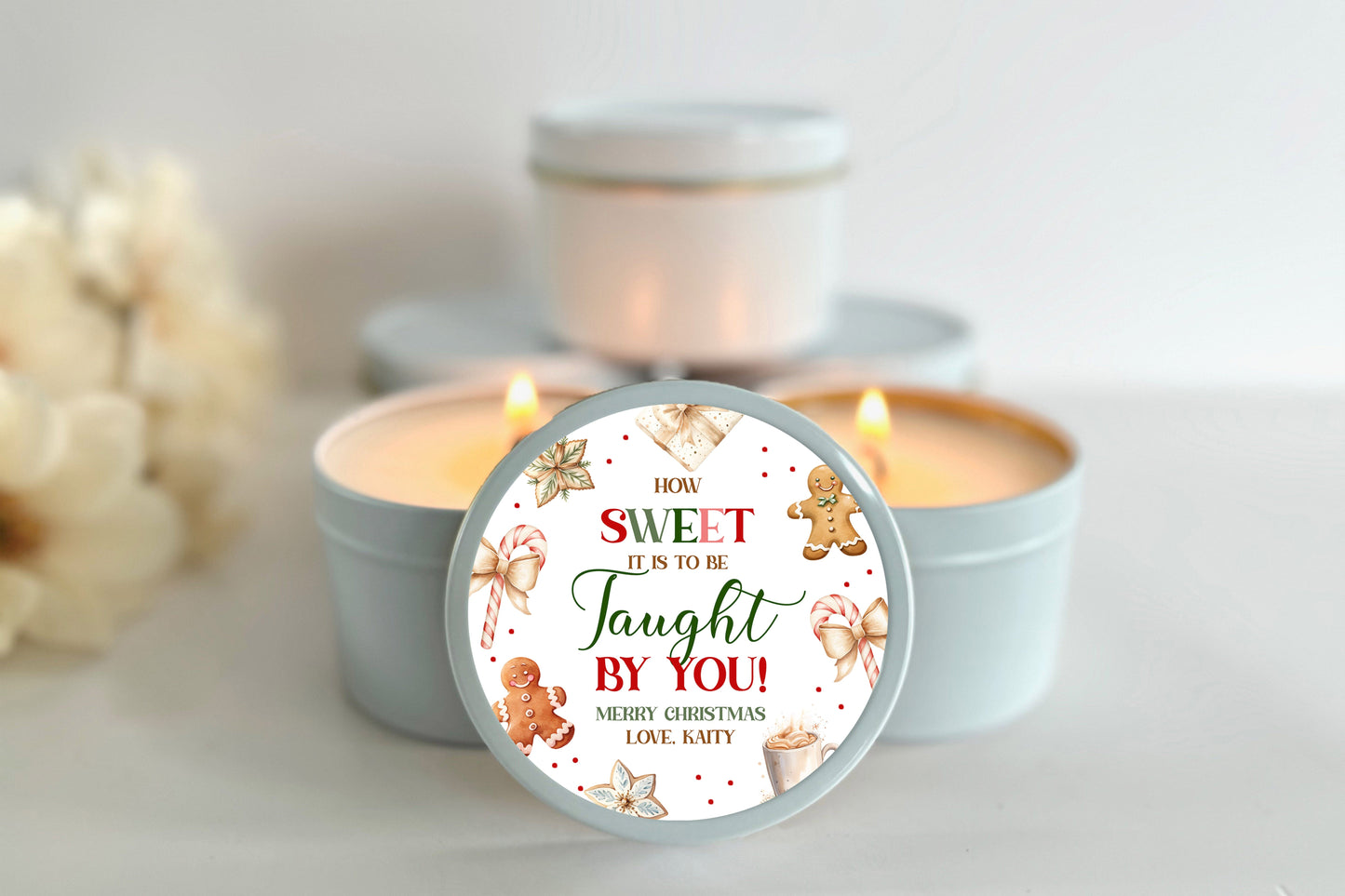 Christmas Teacher Gift | Set of 10 Candles | How Sweet It Is To Be Taught By You | Custom Teacher Thank You Gift Candle Favors The Gift Gala Shop Candle Co.