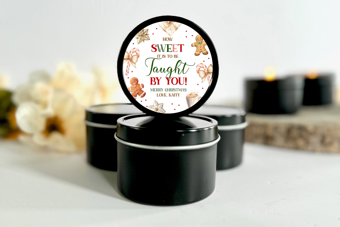 Christmas Teacher Gift | Set of 10 Candles | How Sweet It Is To Be Taught By You | Custom Teacher Thank You Gift Candle Favors The Gift Gala Shop Candle Co.