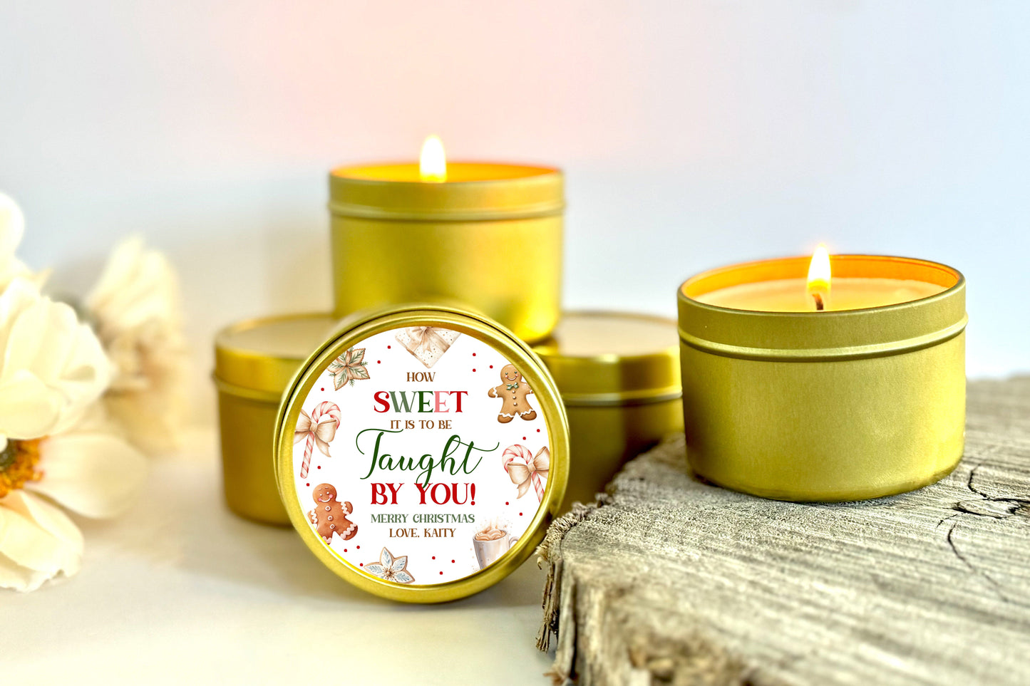 Christmas Teacher Gift | Set of 10 Candles | How Sweet It Is To Be Taught By You | Custom Teacher Thank You Gift Candle Favors The Gift Gala Shop Candle Co.