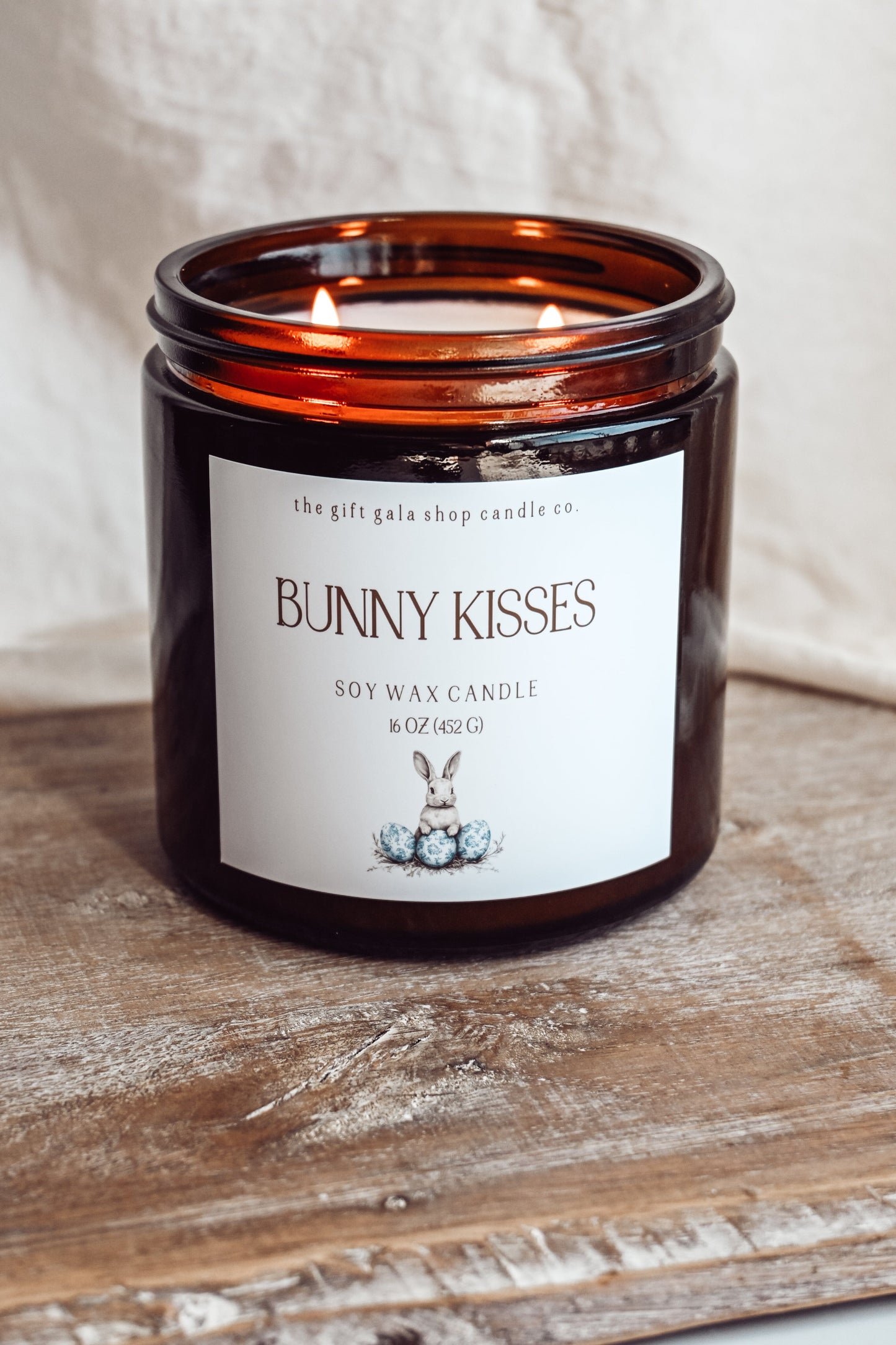 Farmhouse Bunny Kisses Scented Candle | Handmade Nontoxic Candle | Blue and White Easter Decor The Gift Gala Shop Candle Co.