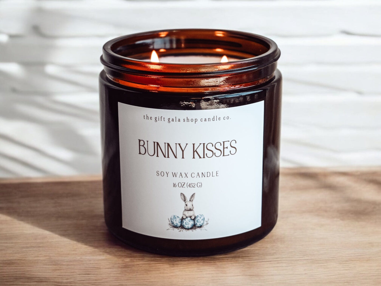 Farmhouse Bunny Kisses Scented Candle | Handmade Nontoxic Candle | Blue and White Easter Decor The Gift Gala Shop Candle Co.