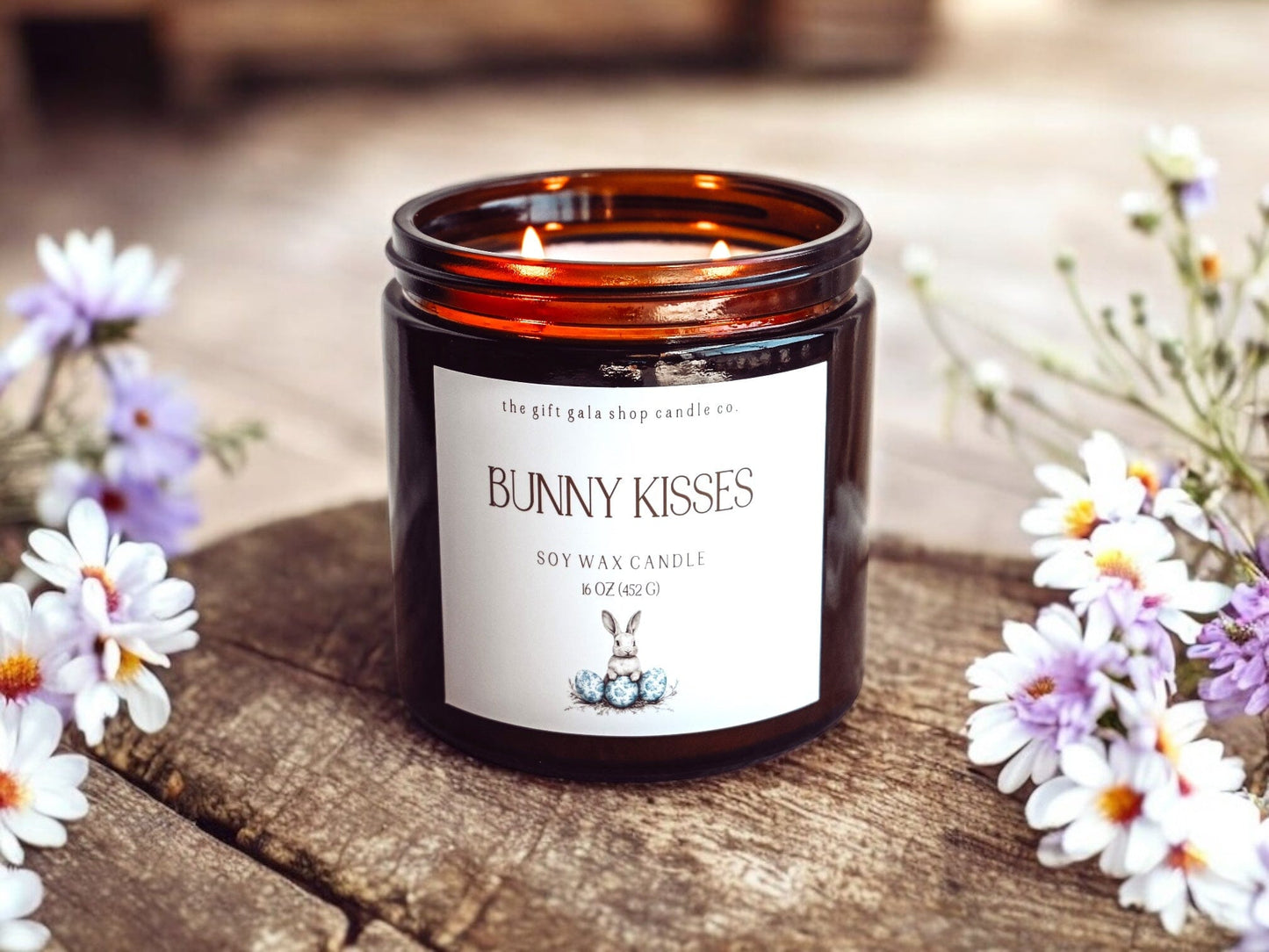 Farmhouse Bunny Kisses Scented Candle | Handmade Nontoxic Candle | Blue and White Easter Decor The Gift Gala Shop Candle Co.