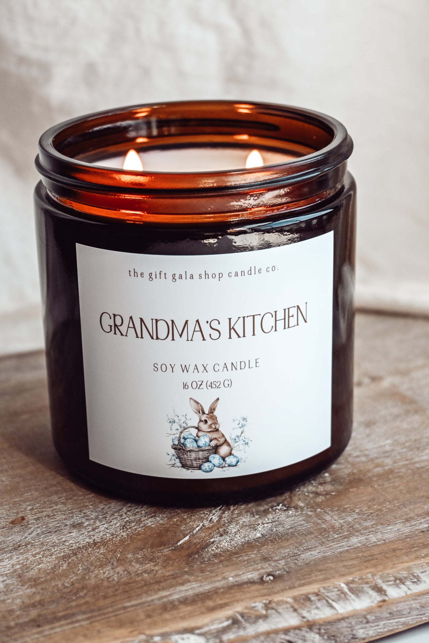 Farmhouse Easter Candle | Hand-Poured, Nontoxic Soy Candle | Blue & White Decor | Grandmas Kitchen Bakery Scent The Gift Gala Shop Candle Co.