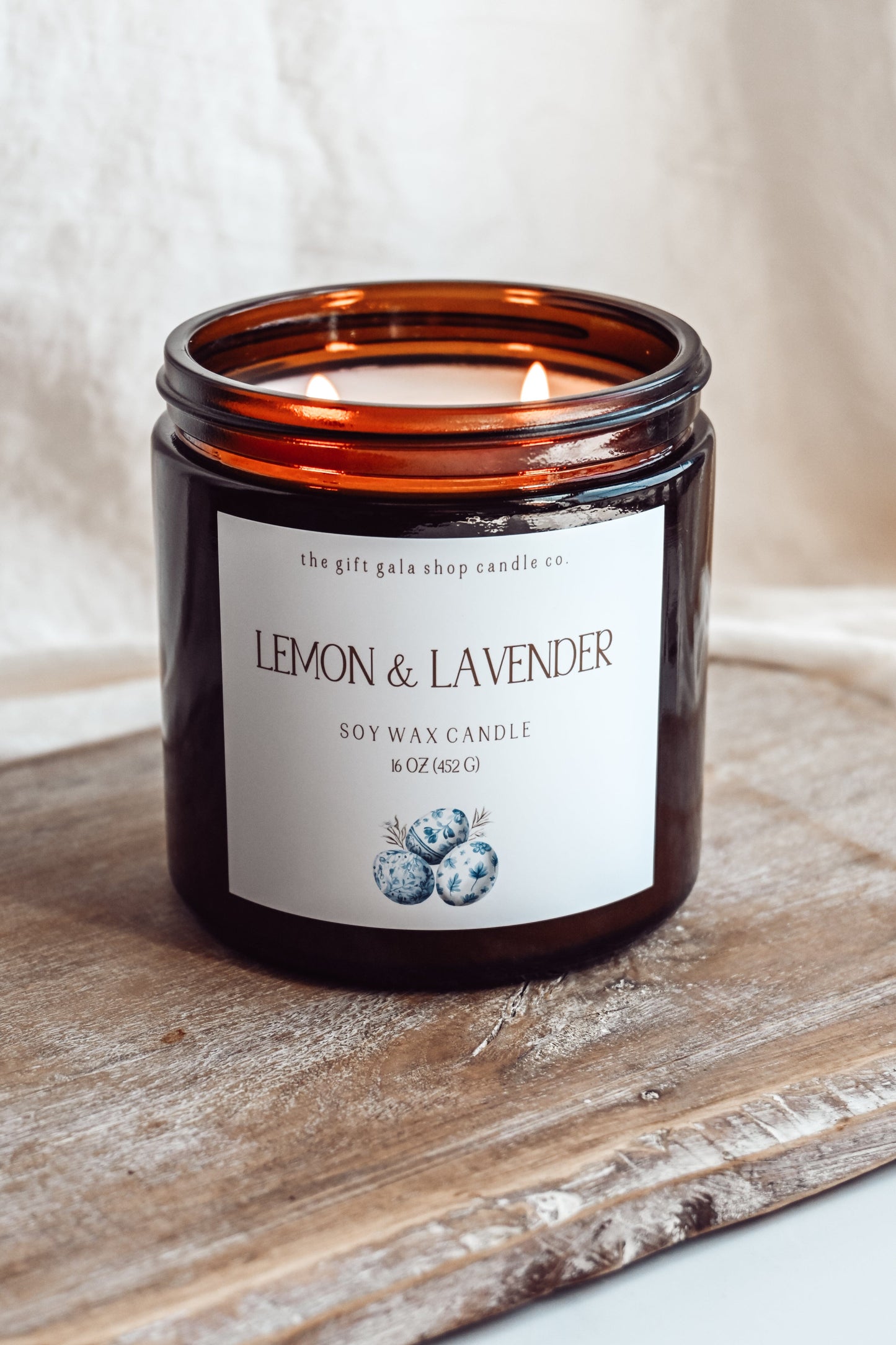 Farmhouse Lemon Lavender Scented Soy Candle | Hand-Poured, Nontoxic Candle | Blue & White Decor The Gift Gala Shop Candle Co.