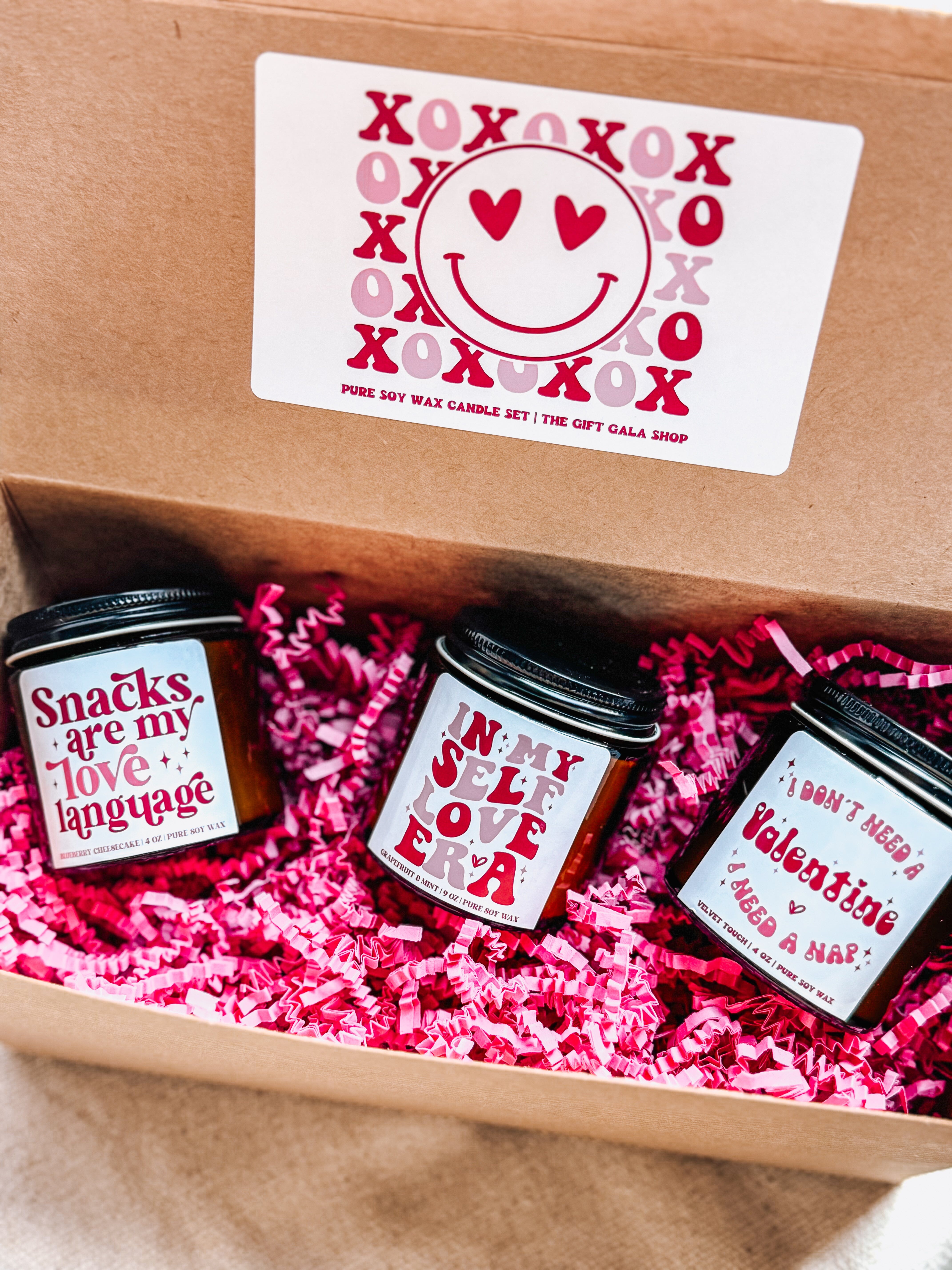 Galentines Day Candle Gift Set | Soy Candle Set of 3 | Handmade