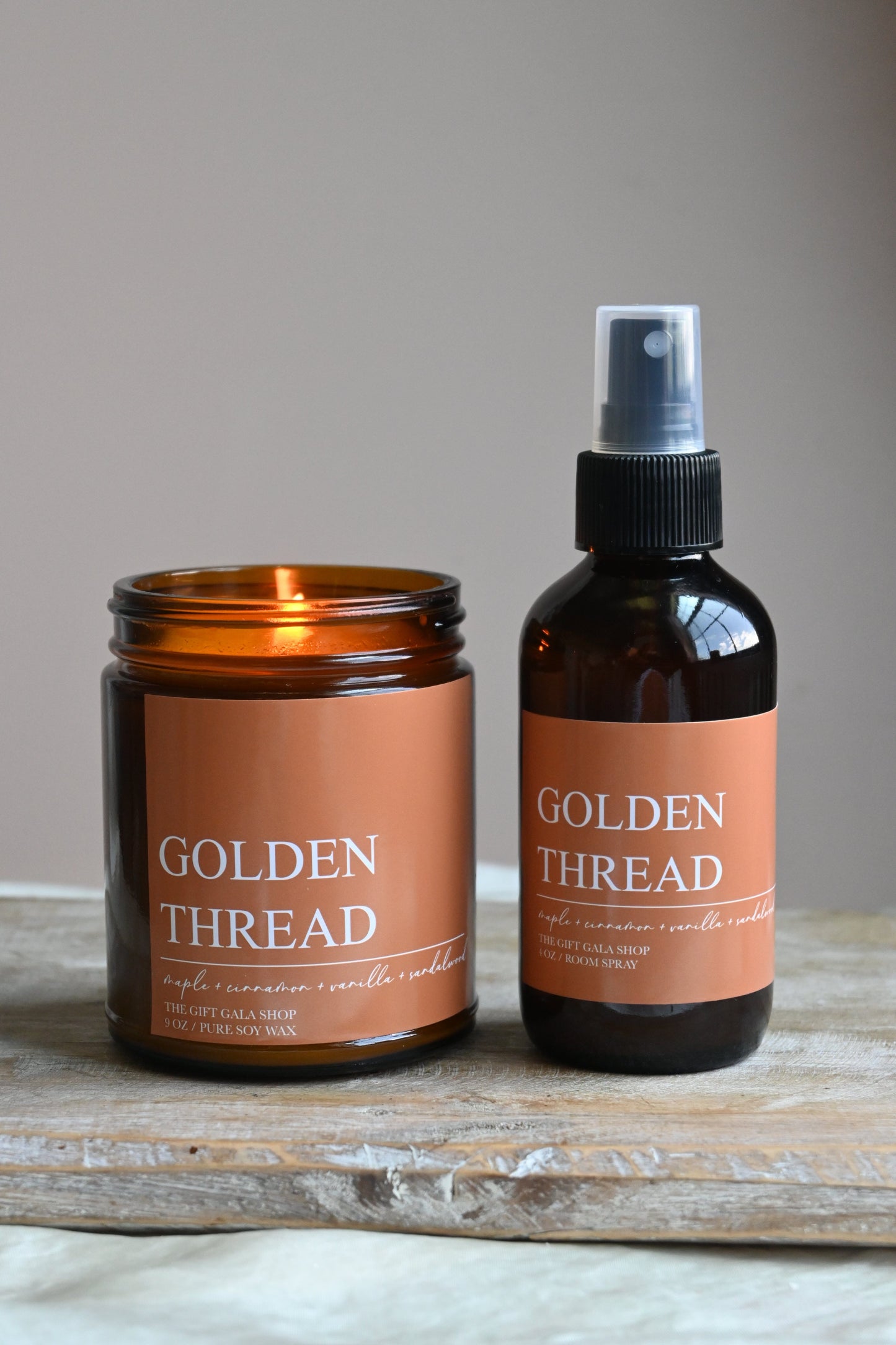 Golden Thread Fall Room Spray – Maple, Cinnamon & Vanilla Ambrette | Warm Gourmand Autumn Mist | Non-Toxic Linen & Room Spray room spray The Gift Gala Shop Candle Co.