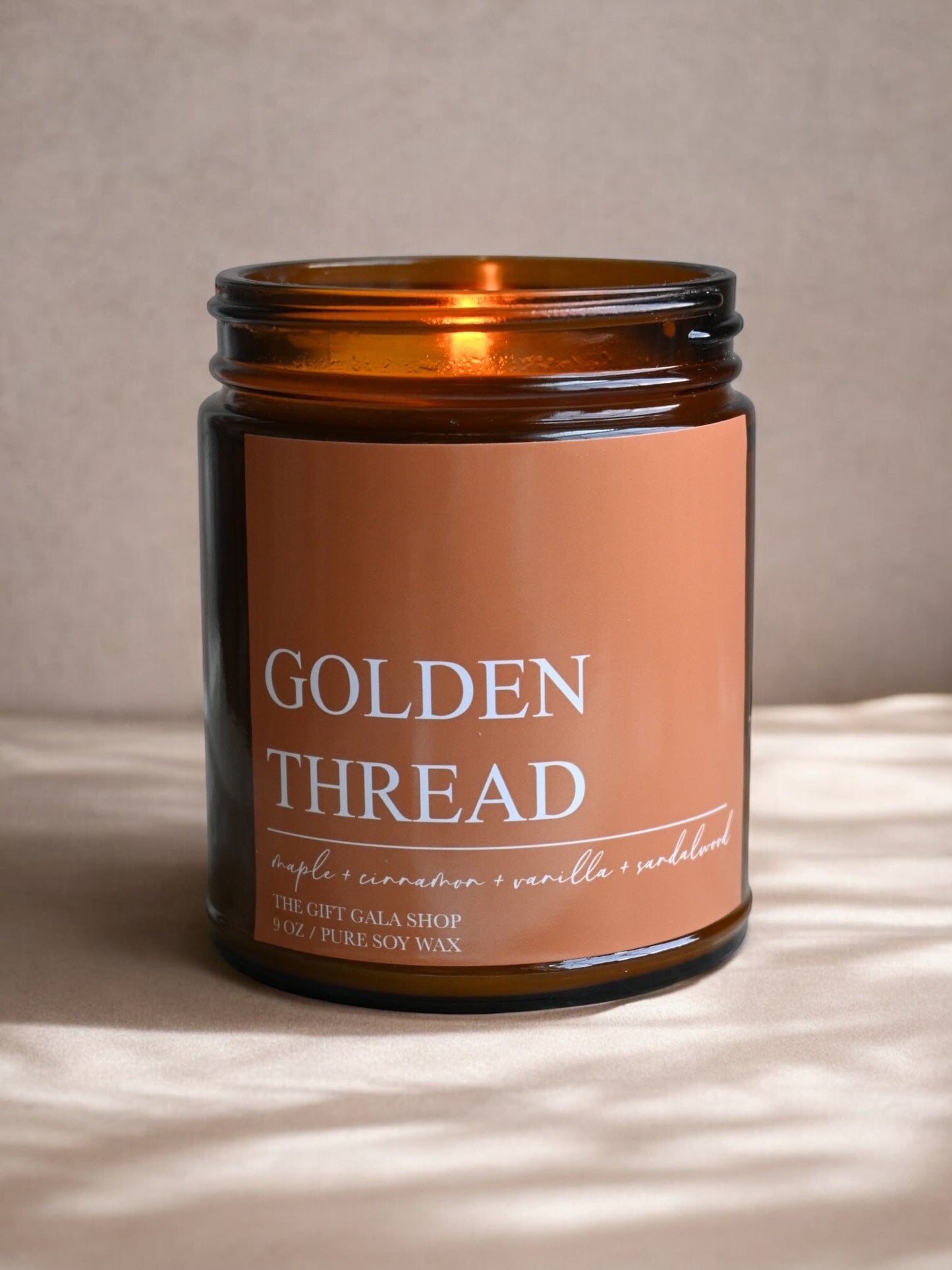 Golden Thread Fall Soy Candle – Maple, Cinnamon & Vanilla | Woven Autumn Collection | 9 oz Soy candle The Gift Gala Shop Candle Co.