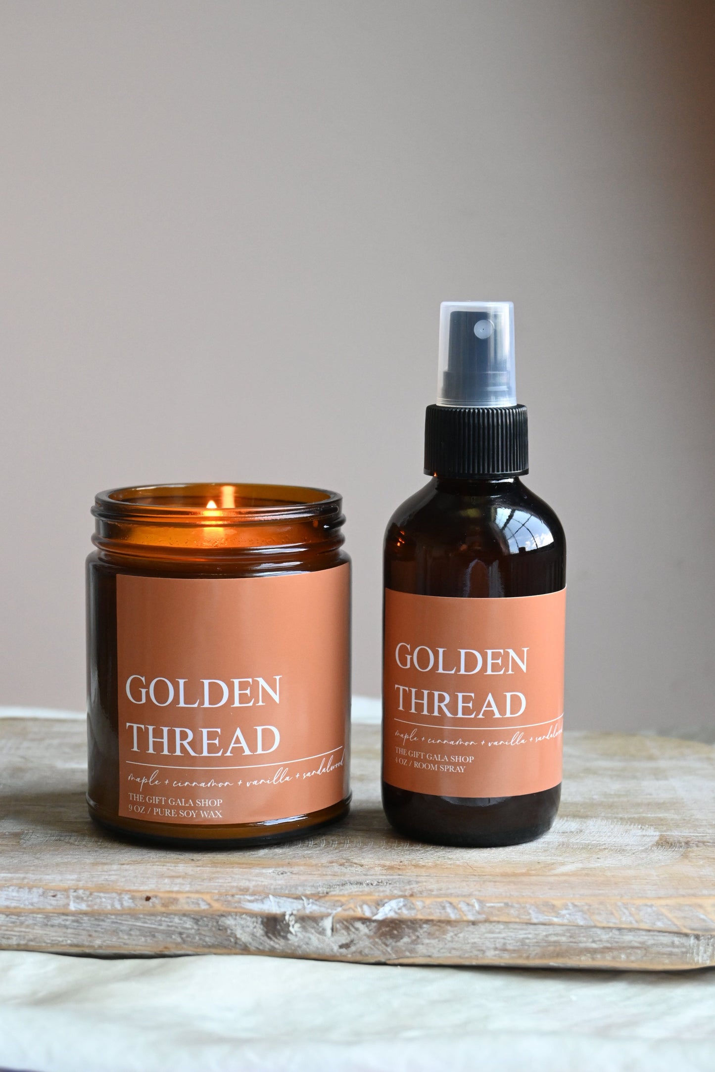 Golden Thread Fall Soy Candle – Maple, Cinnamon & Vanilla | Woven Autumn Collection | 9 oz Soy candle The Gift Gala Shop Candle Co.