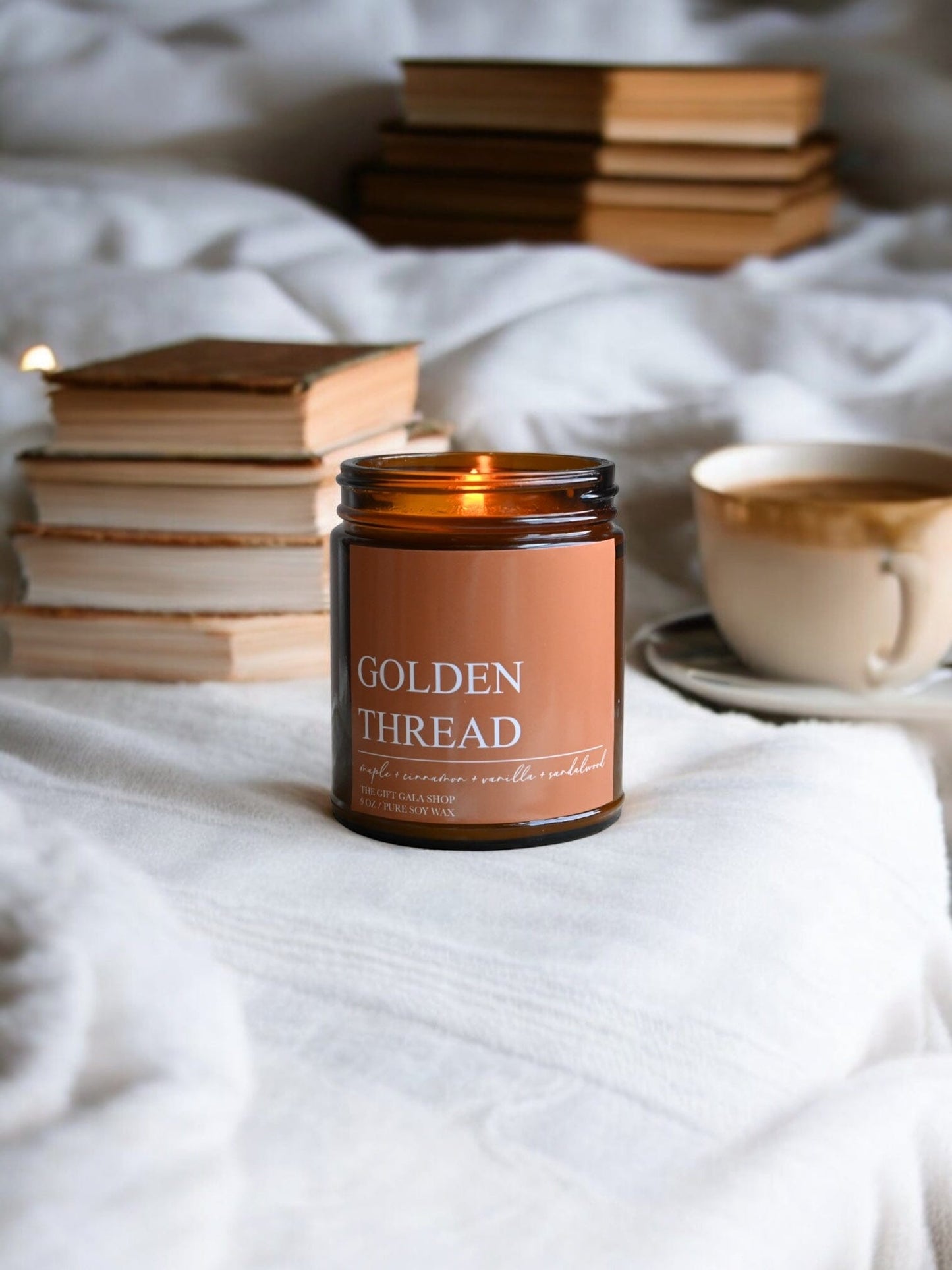 Golden Thread Fall Soy Candle – Maple, Cinnamon & Vanilla | Woven Autumn Collection | 9 oz Soy candle The Gift Gala Shop Candle Co.