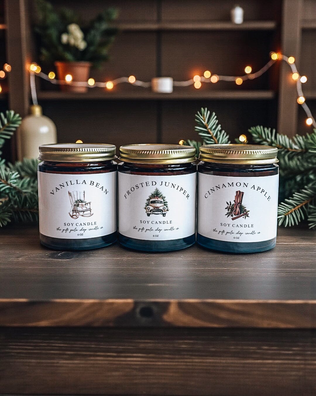 Holiday Candle Gift Box | Farmhouse Christmas Candle Trio | Nontoxic Soy Candles | Rustic Winter Gift Set | Clean-Burn Hand Poured Candles The Gift Gala Shop Candle Co.