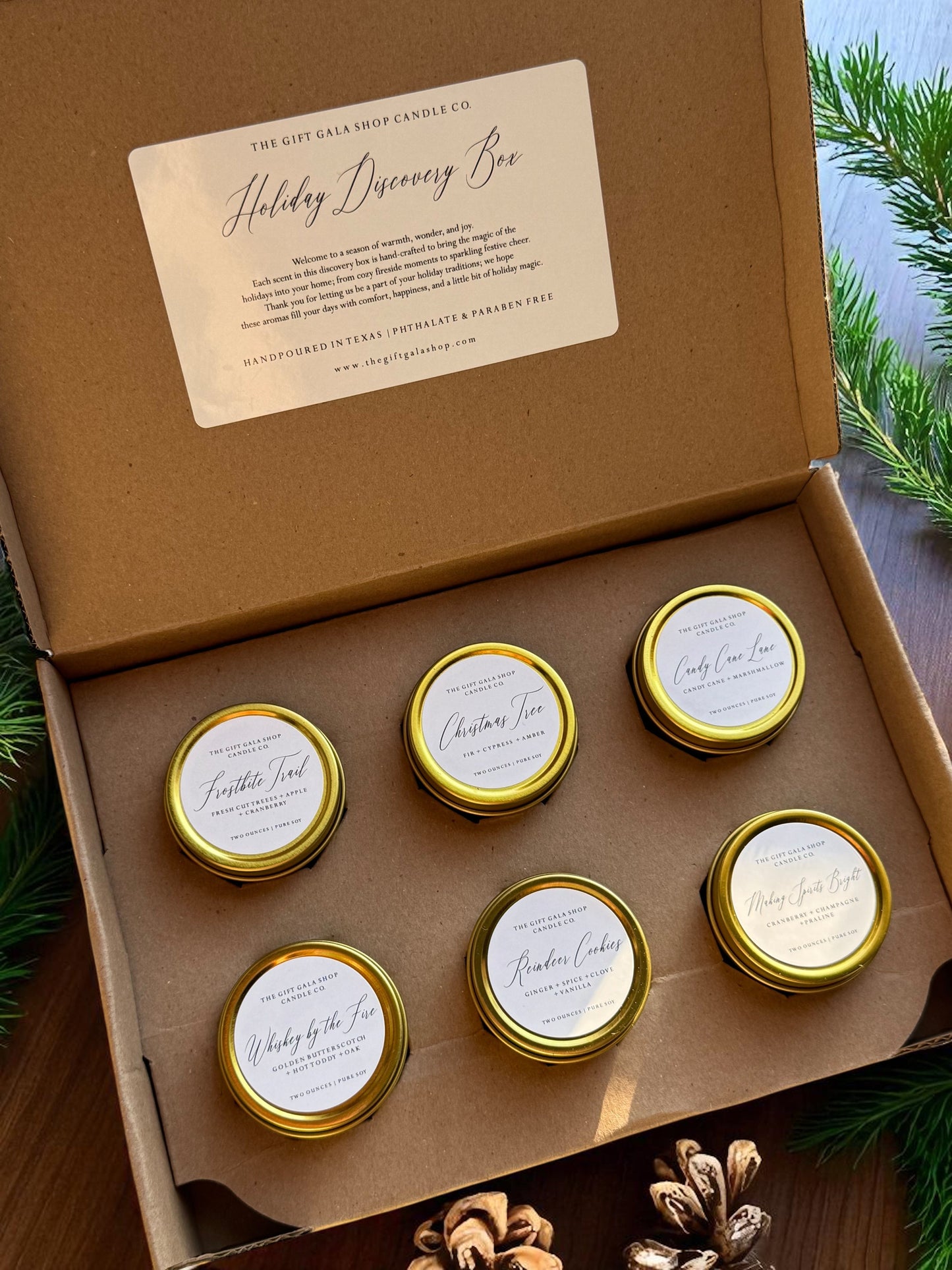 Holiday Discovery Box Candle Set | Candle Testers | Christmas Scented Candles The Gift Gala Shop Candle Co.