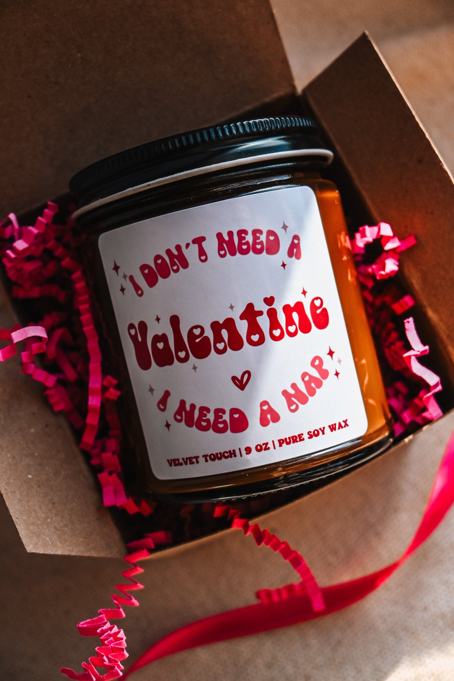 I Don't Need a Valentine I Need a Nap Candle | Single Girl Valentine Gift | Cute Valentines Apartment Decor| 8 oz Scented Soy Candle The Gift Gala Shop Candle Co.