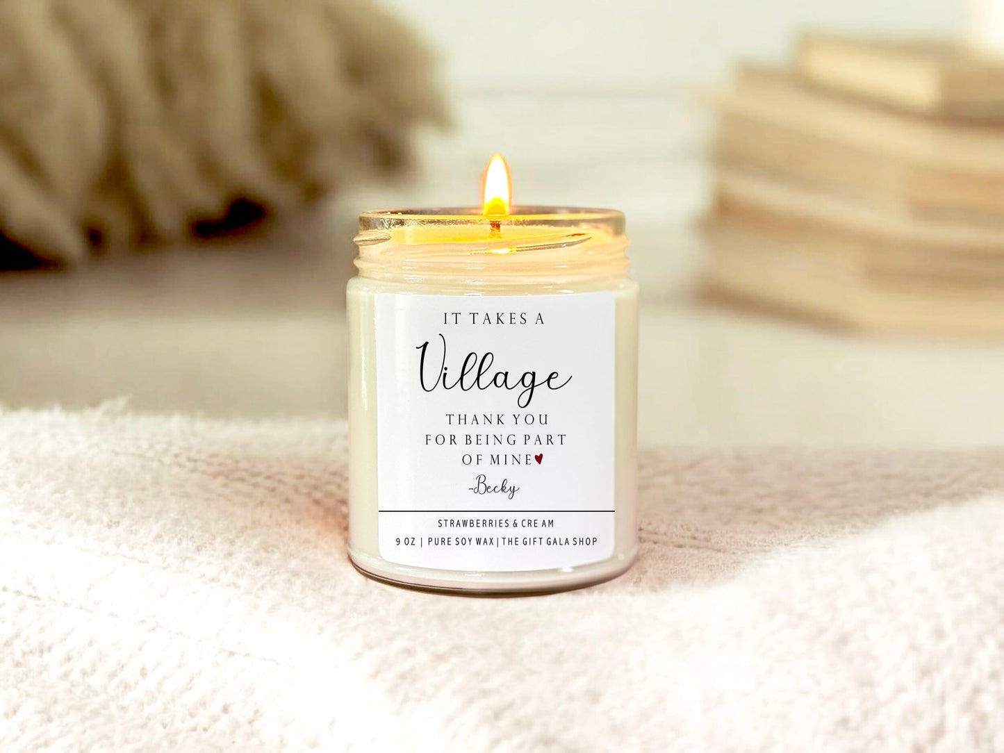 It Takes a Village Candle | Personalized Thank you Gift for Teacher, Babysitter, Mom, Nanny, Daycare, Sister, Aunt, Friend The Gift Gala Shop Candle Co.