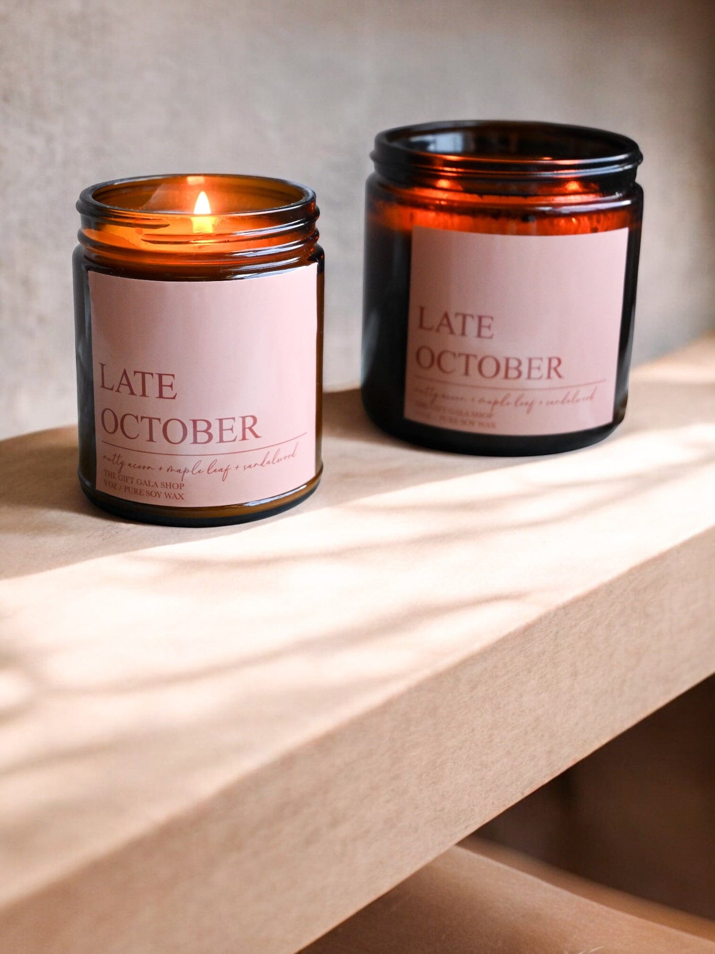 Late October Fall Soy Candle – Maple Leaf, Acorn & Plum | Woven Autumn Collection | 9 oz Soy candle The Gift Gala Shop Candle Co.