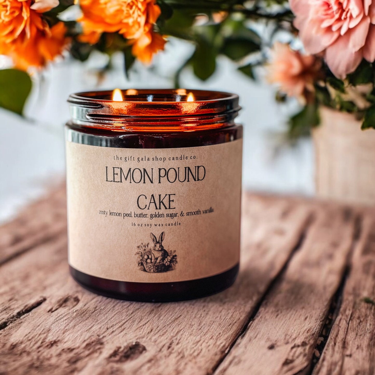 Lemon Pound Cake 16 oz Scented Soy Candle | Farmhouse Easter Table Decor | Best Natural Home Fragrance The Gift Gala Shop Candle Co.