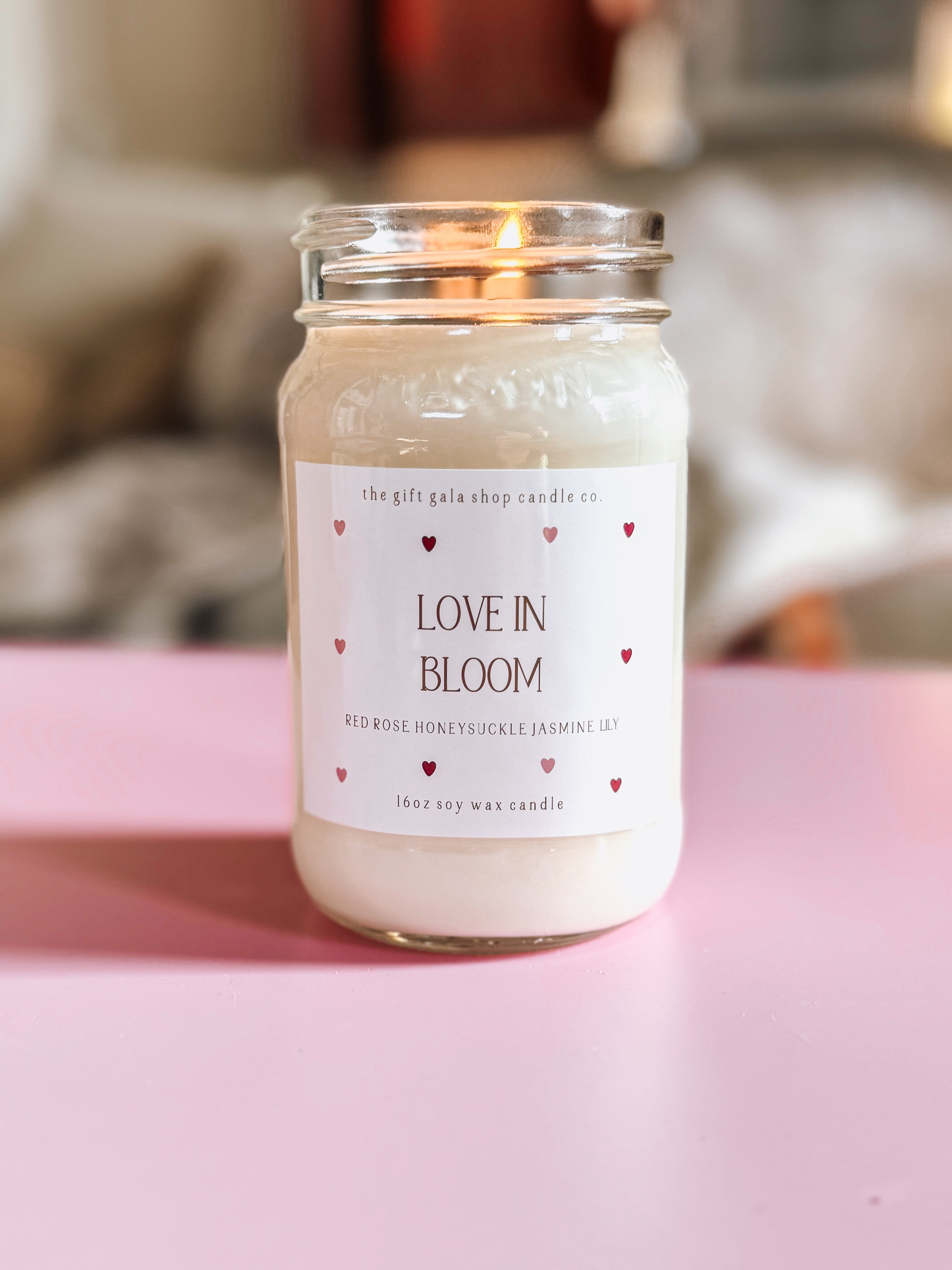 Love in Bloom Floral Candle – 16 oz Valentine's Soy Candle