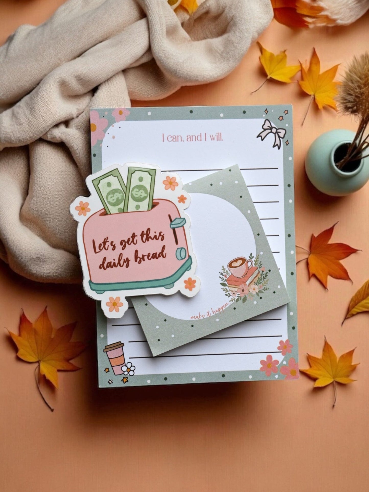 Make It Happen Sticky Notes 3" x 3" - Motivational Sticky Notes - Cute Sticky Notes - Small Business Stationery The Gift Gala Shop Candle Co.