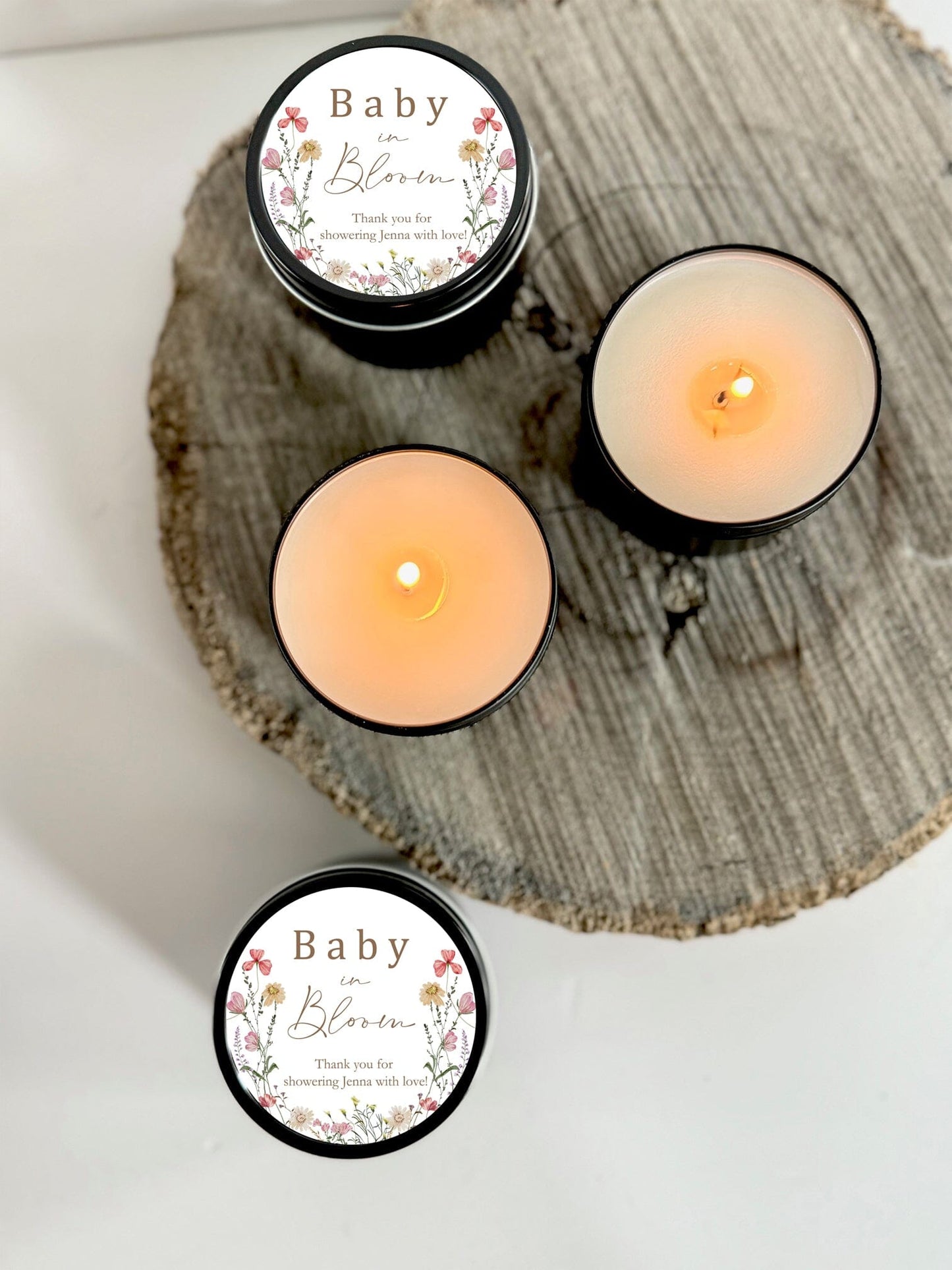 Set of 10 Wildflower Baby Shower Candle Favors | Baby In Bloom Shower Baby Shower Decor Candle Favors The Gift Gala Shop Candle Co.