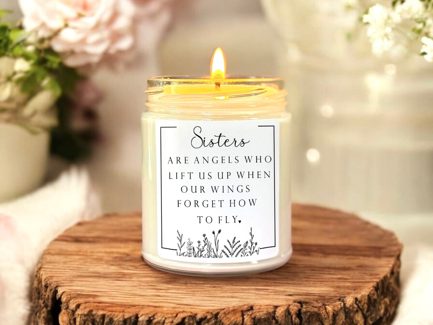 Sisters Are Angels Candle | Sister Birthday Gift |Thoughtful Gift for Sister | Sentimental Sister Keepsake | Handmade Scented Soy Candle The Gift Gala Shop Candle Co.
