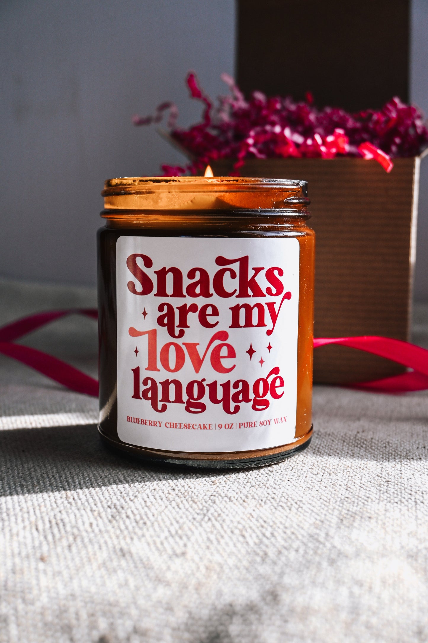 Snacks are My Love Language Candle | 8 oz Blueberry Cheesecake Soy Candle | Cute Valentines Day Decor | Handmade Scented Candle The Gift Gala Shop Candle Co.