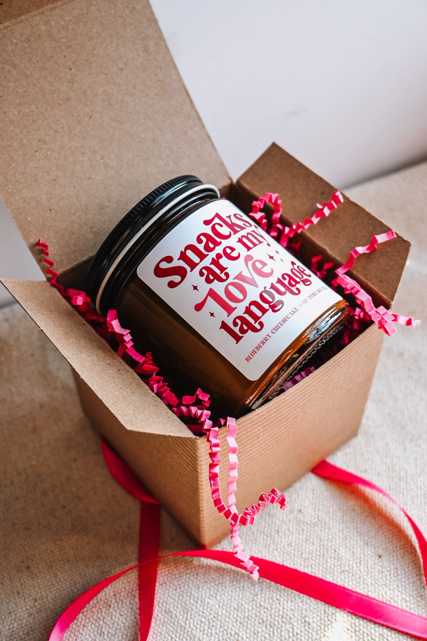 Snacks are My Love Language Candle | 8 oz Blueberry Cheesecake Soy Candle | Cute Valentines Day Decor | Handmade Scented Candle The Gift Gala Shop Candle Co.