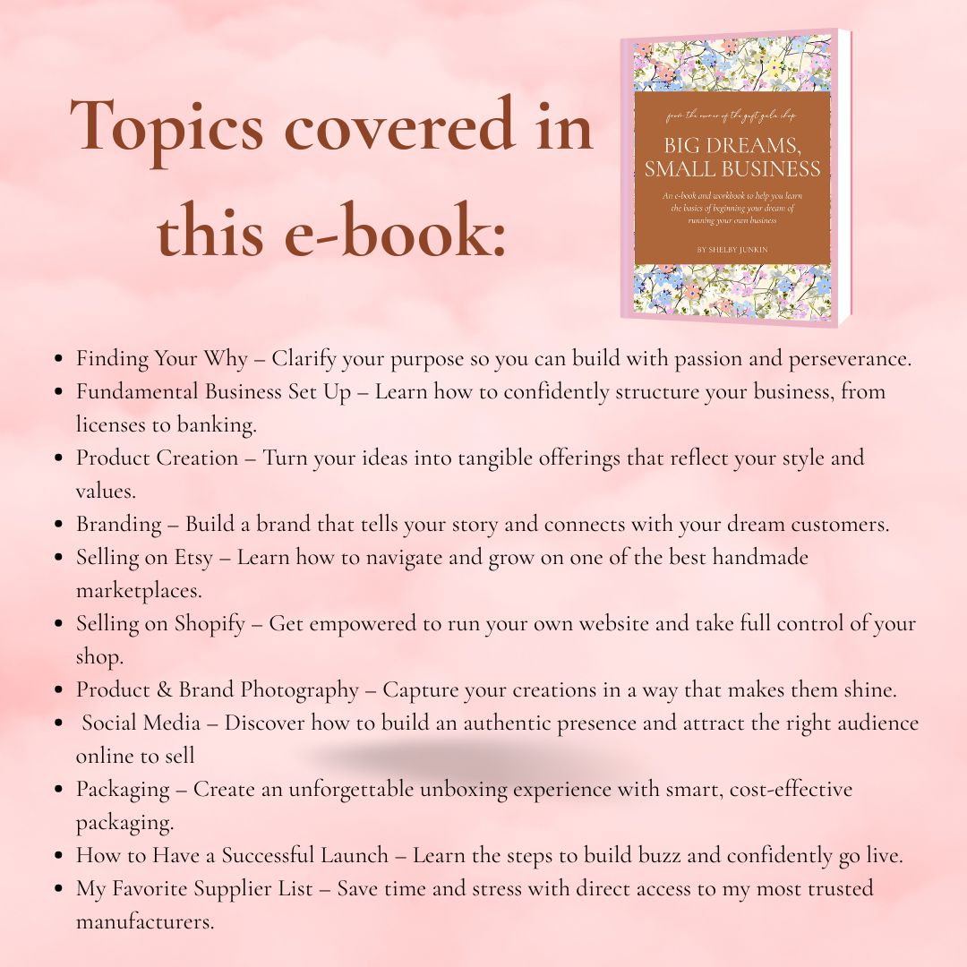 Starting Your Creative Small Business e-book DIGITAL DOWNLOAD The Gift Gala Shop Candle Co.