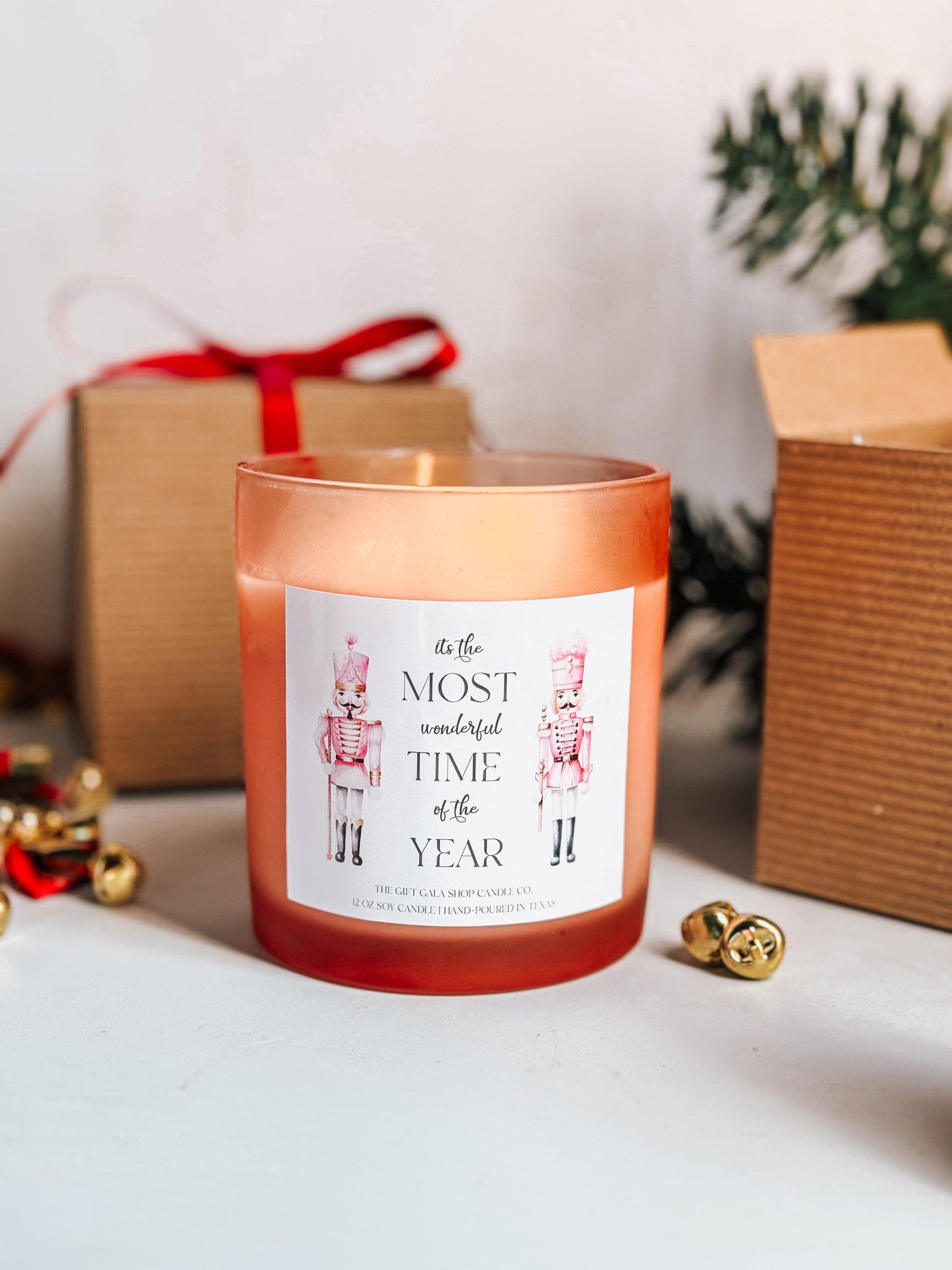 The Nutcracker Candle | Pink Christmas Home Decor | 12 oz Double Wick Long Lasting Candle Soy candle The Gift Gala Shop Candle Co.