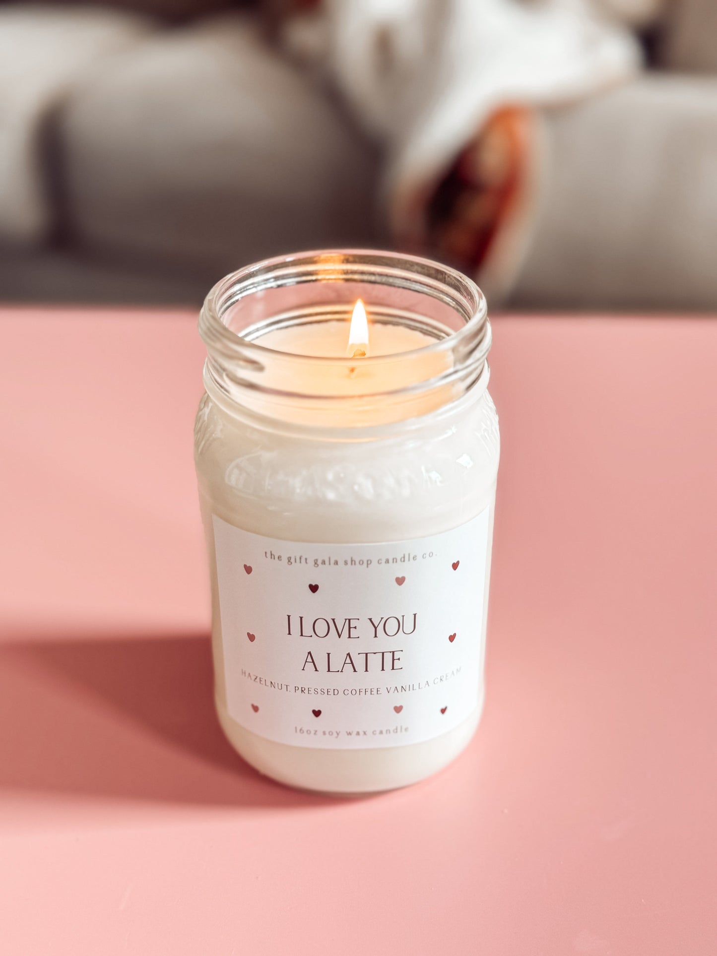 Valentines Soy Candle 16 oz - I Love You A Latte | Anniversary Gift for Girlfriend | Natural Handmade Fragrance| Farmhouse Valentines Decor The Gift Gala Shop Candle Co.