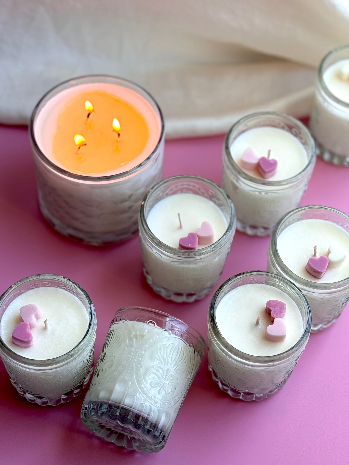 Warm Vanilla Sugar - Luxury Votive Candles with Heart Accents The Gift Gala Shop Candle Co.