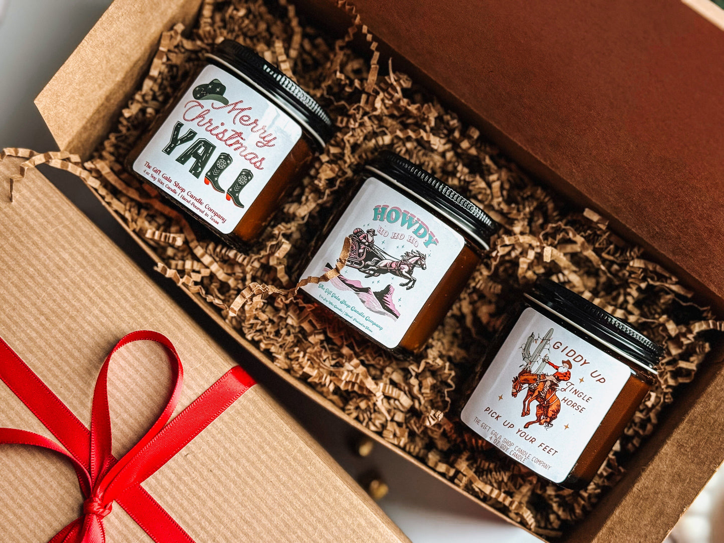 Western Christmas Candle Set | Christmas Candle Gift Box | Gift Idea for Her | Handmade Scented Candle The Gift Gala Shop Candle Co.