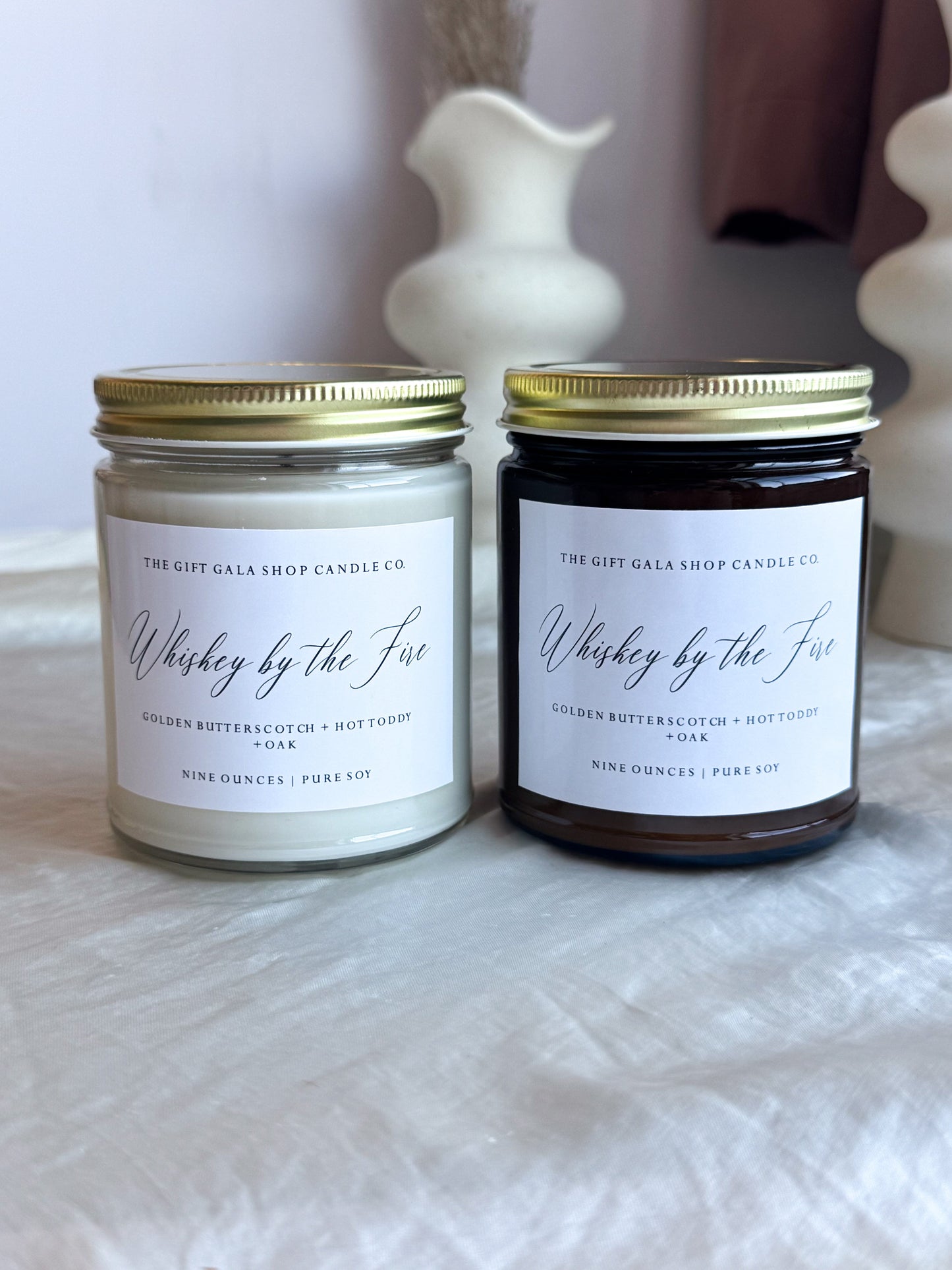 Whiskey By The Fire Scented Soy Candle | Butterscotch, Hot Toddy & Oak | Non-Toxic Holiday Candle Gift The Gift Gala Shop Candle Co.