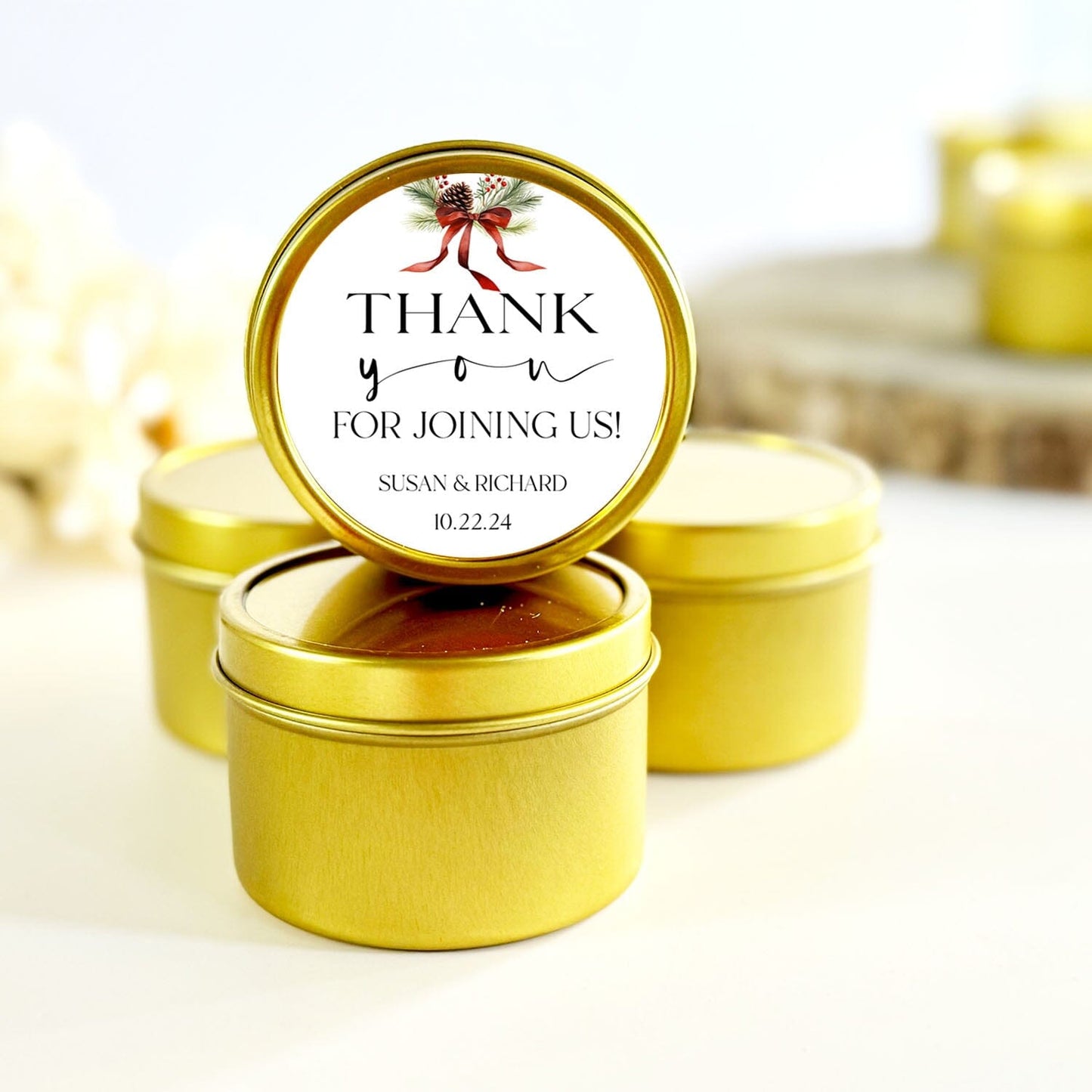 Winter Wedding Favor Candles | Set of 10 Tin Candle Favors for Guests | The Gift Gala Shop Candle Co. (Copy) Candle Favors The Gift Gala Shop Candle Co.