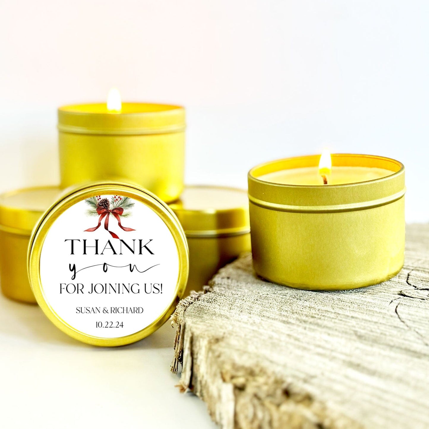 Winter Wedding Favor Candles | Set of 10 Tin Candle Favors for Guests | The Gift Gala Shop Candle Co. (Copy) Candle Favors The Gift Gala Shop Candle Co.